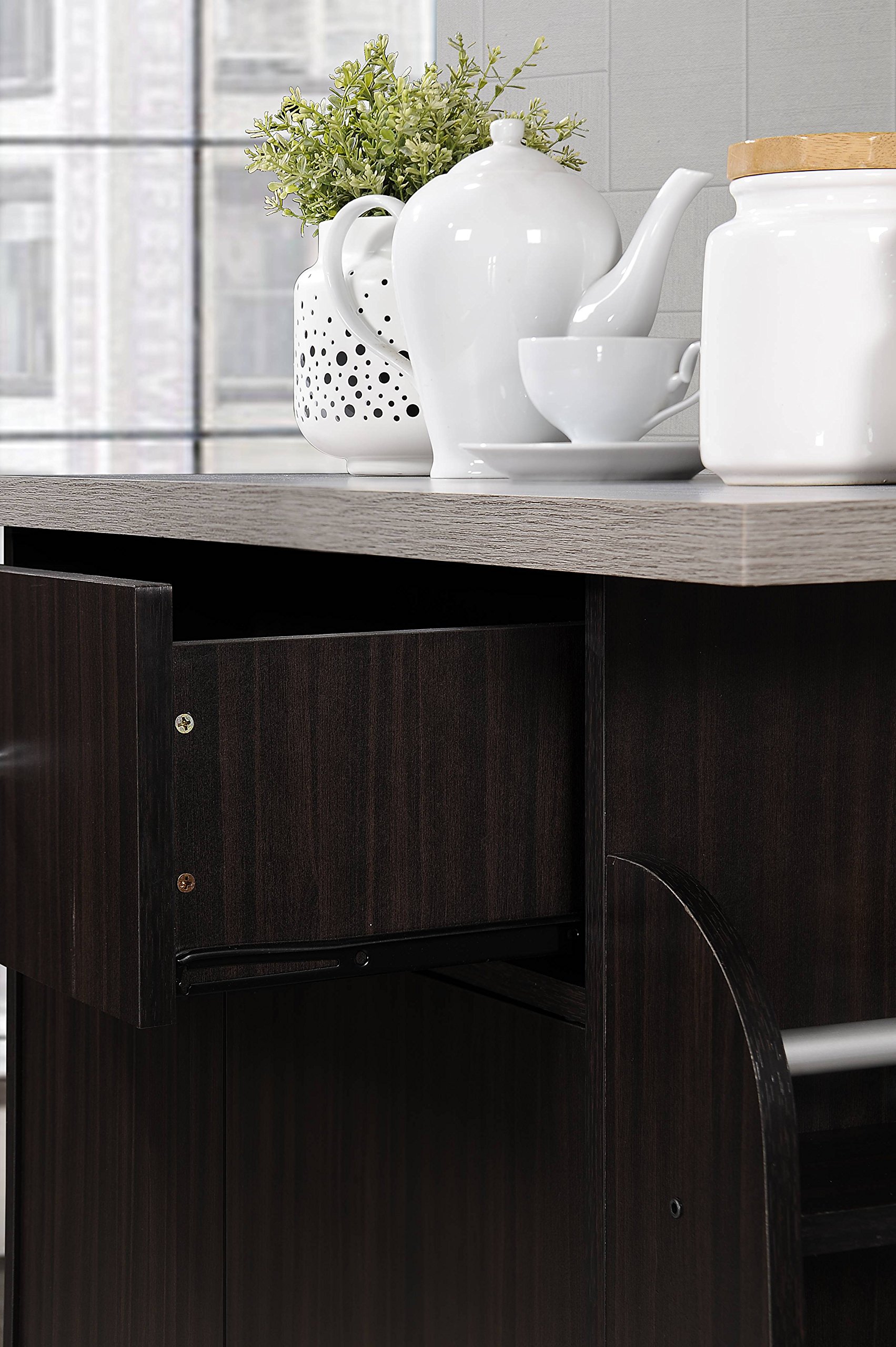Hodedah Chocolate Kitchen Island with Spice Rack & Towel Rack - Portable Rolling Cart for Small Spaces, Extra Storage for Spices, Utensils & Towels - Perfect for Apartments, Dorms & Compact Kitchens