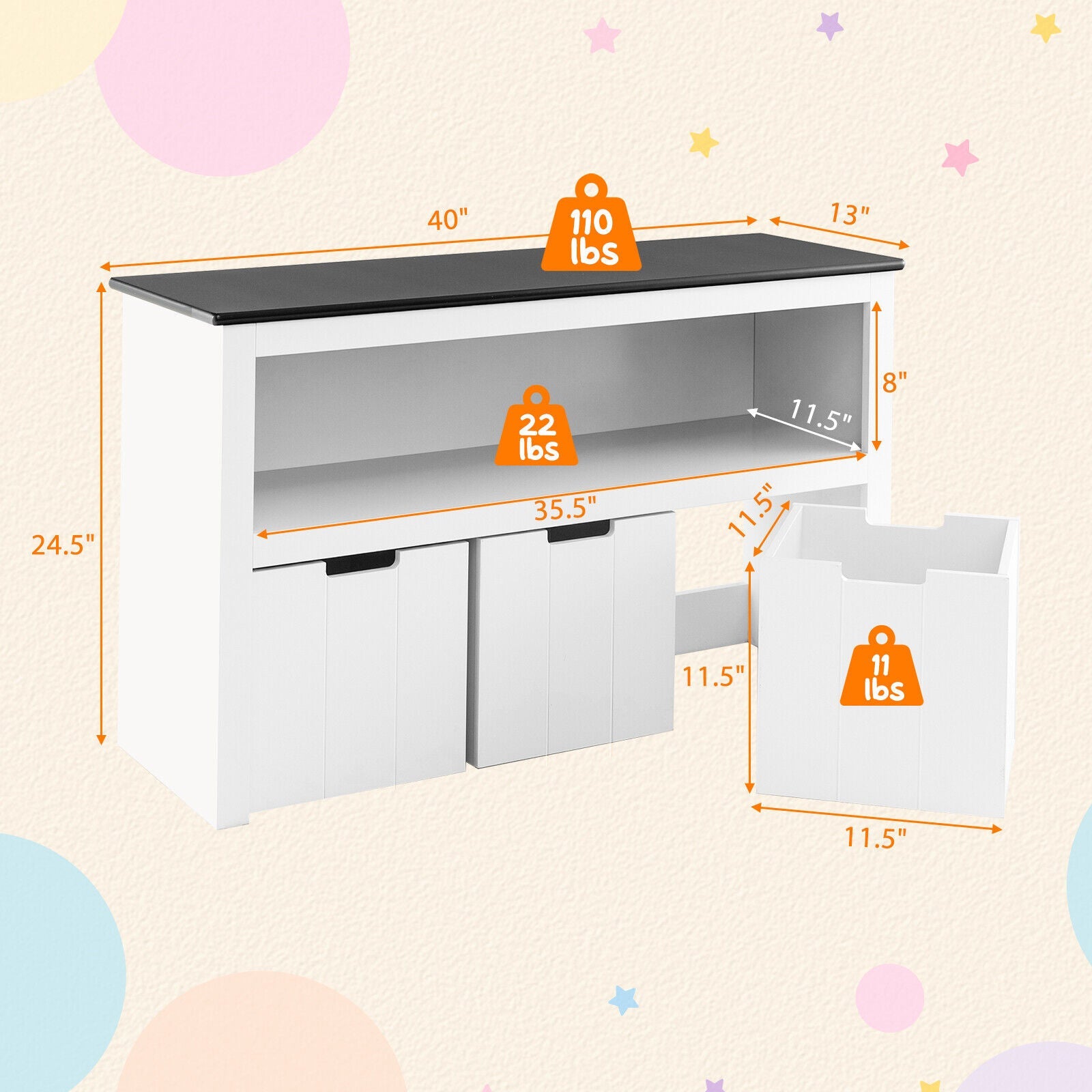 3-Drawer Kids Toy Storage Organizer with Chalkboard Top - Perfect for Bedroom, Playroom & Classroom Organization