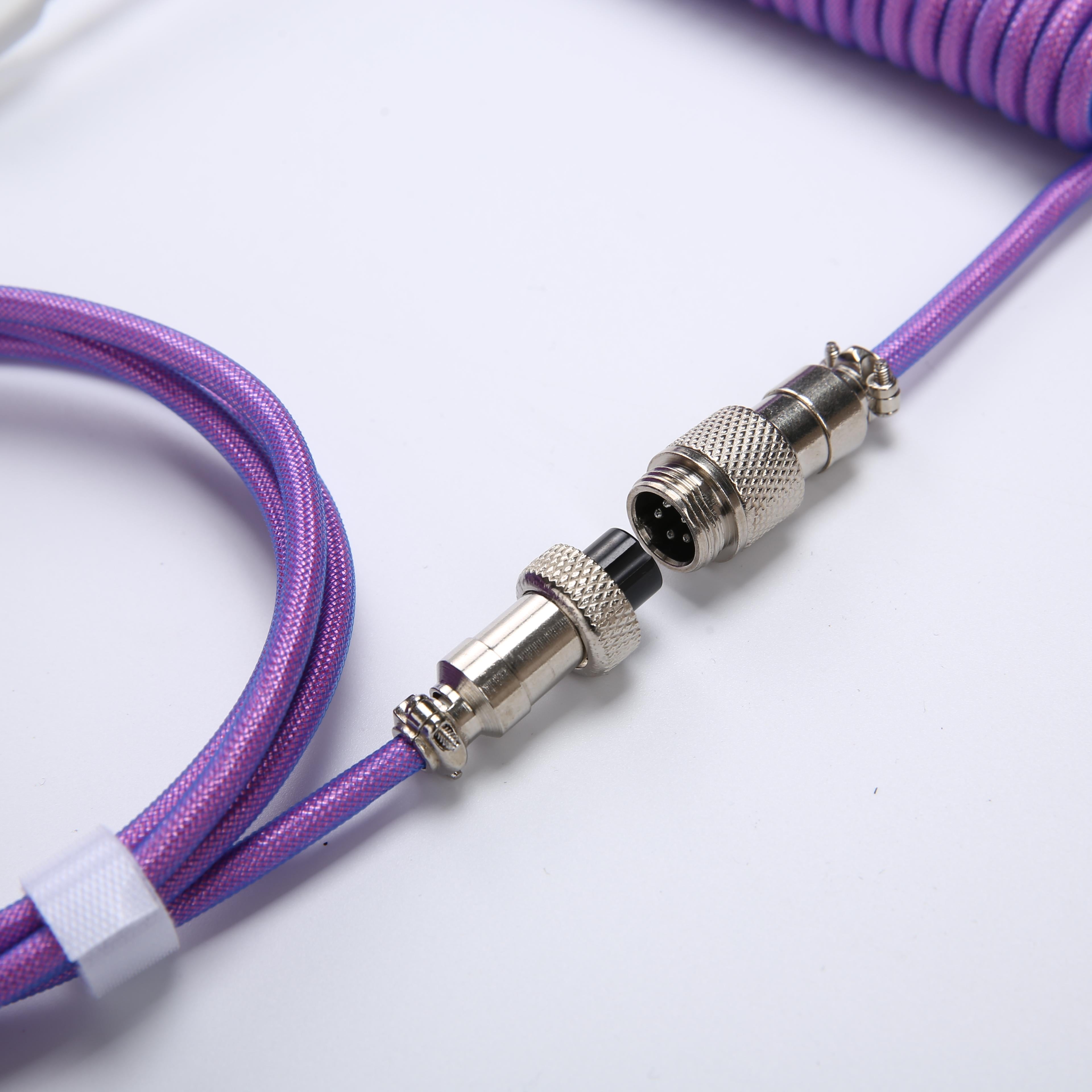 YUNZII Keynovo V3 Coiled USB-C to USB-A Aviator Keyboard Cable - Premium Braided Cord for Mechanical Gaming Keyboards (Perfect for PC, Mac, Gaming Setup & Office Workstation)