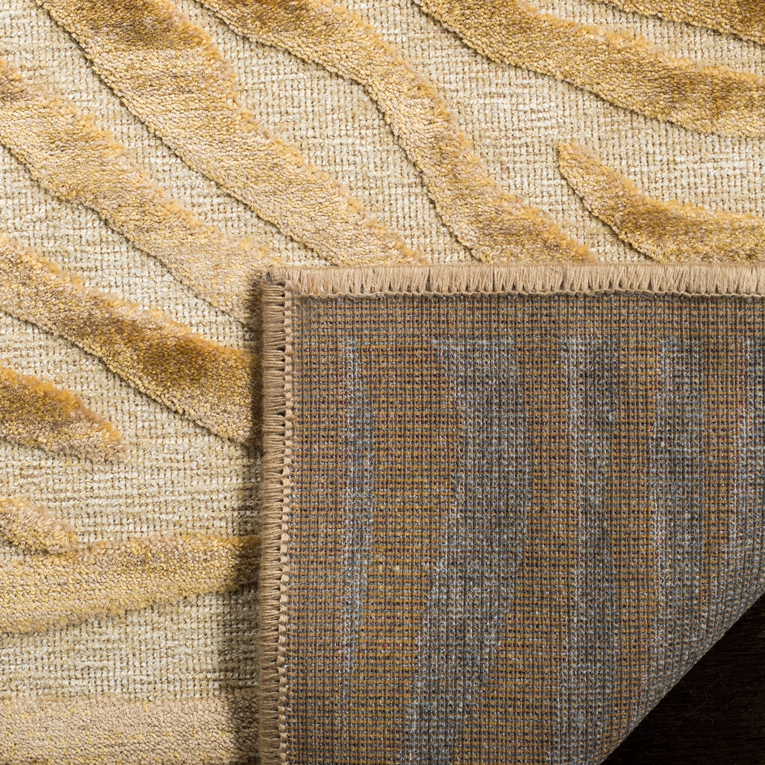 MARTHA STEWART x SAFAVIEH 8' x 10' Taupe/Cream Area Rug - Soft Viscose MSR74305 for Living Room, Dining Room & Bedroom | Plush Floor Covering for Home Decor & Comfort