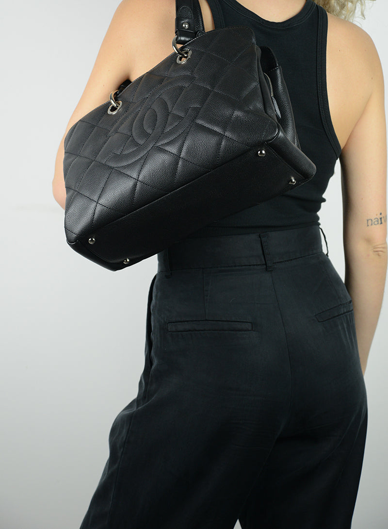 Chanel Black Caviar Leather Handbag - Luxury Designer Tote Bag for Women | Perfect for Work, Travel & Evening Events
