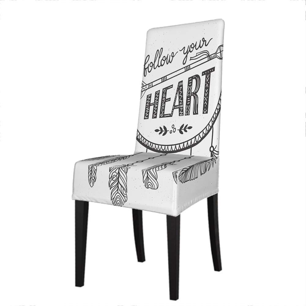 Moslion Bohemian Dining Chair Covers with Dreamcatcher Feather & Arrow Design - Funny Quote 'Follow Your Heart' - Washable, Removable Chair Slipcovers for Kitchen, Dining Room & Home Decor
