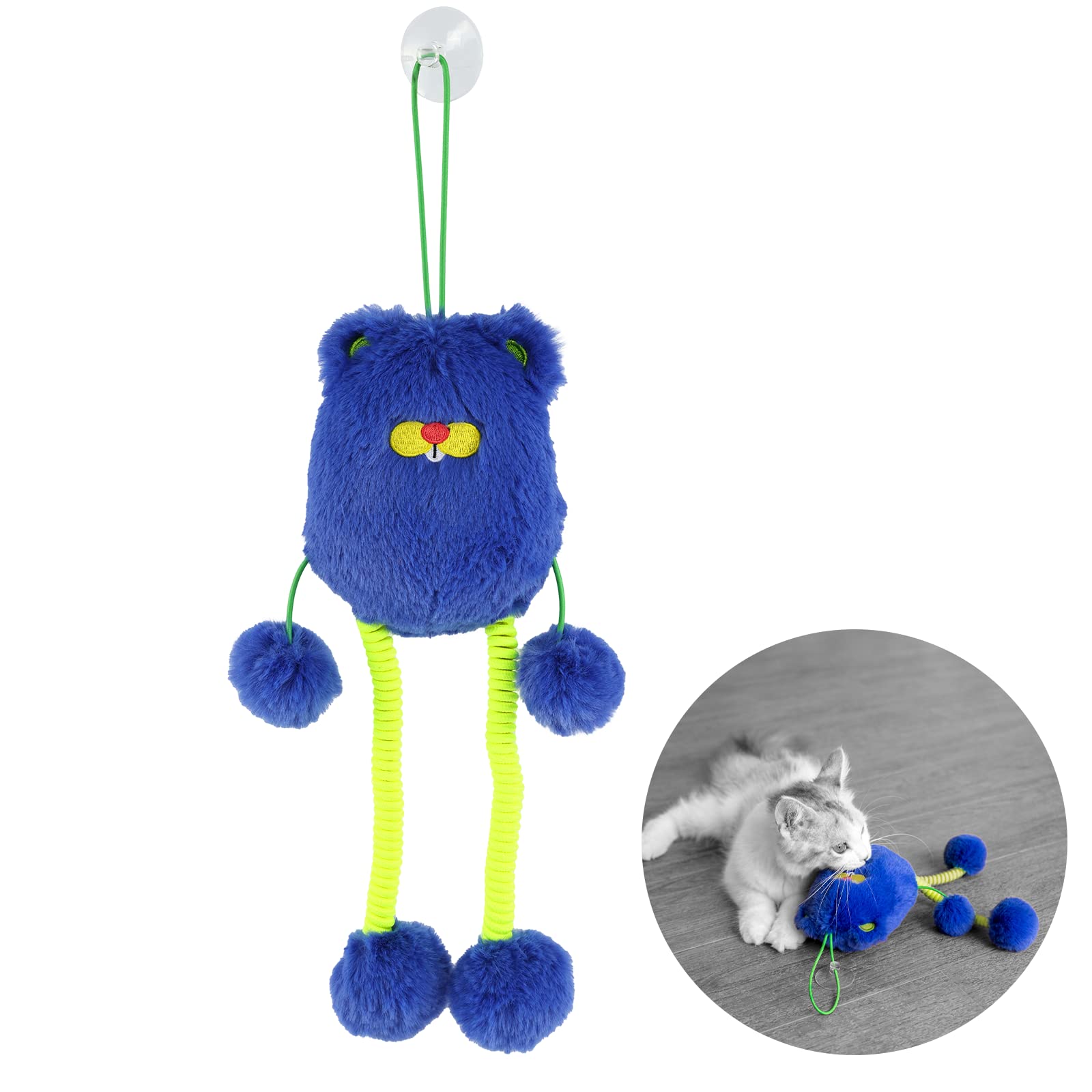 Interactive Cat Toys for Indoor Cats - Spring Mouse & Wand Toy with Blue Mice - Perfect for Playtime, Exercise & Bonding with Your Feline Friend