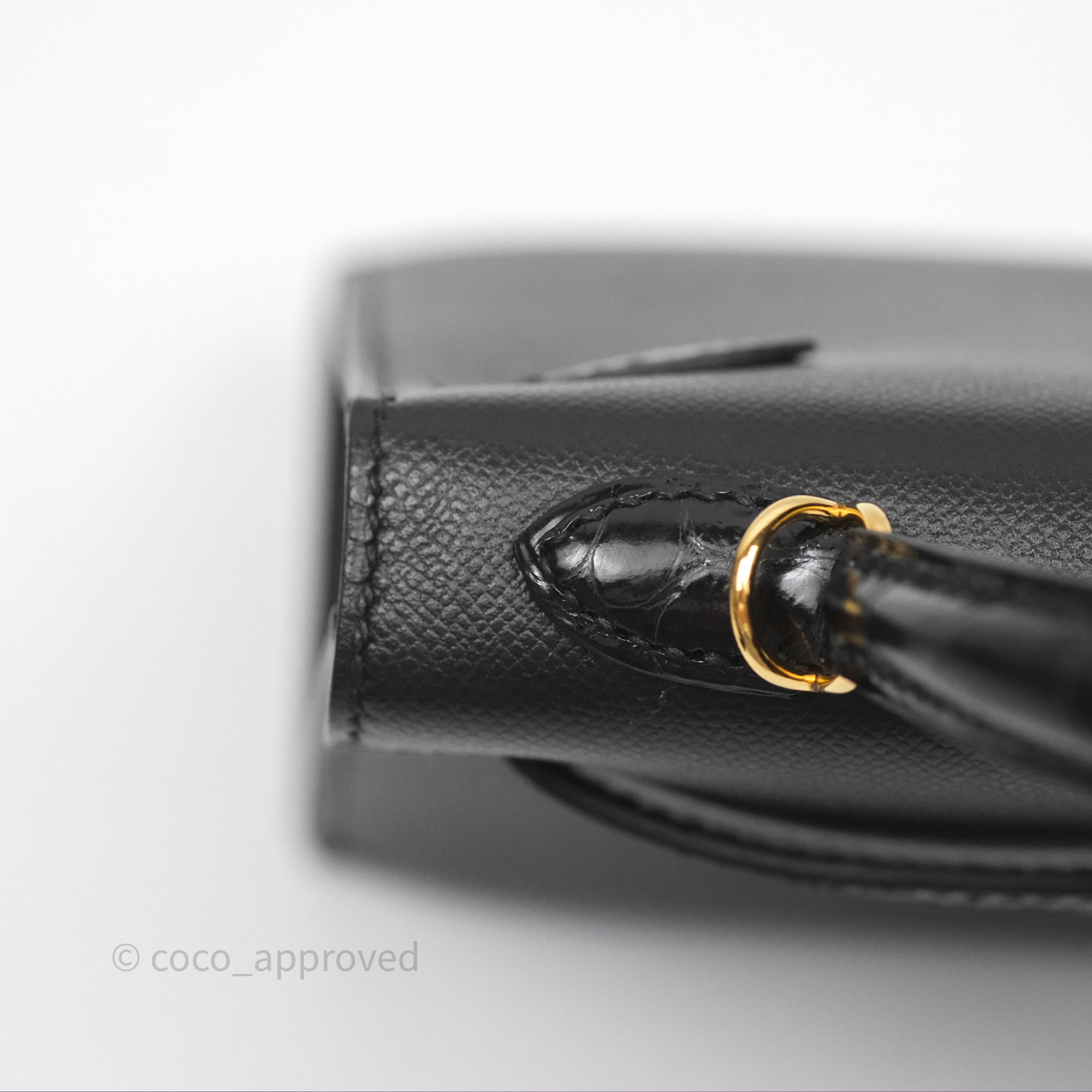 Authentic Hermès Mini Kelly II Touch Noir 89 Crocodile Leather with Gold Hardware - Luxury Handbag for Women | Perfect for Evening Events & Special Occasions