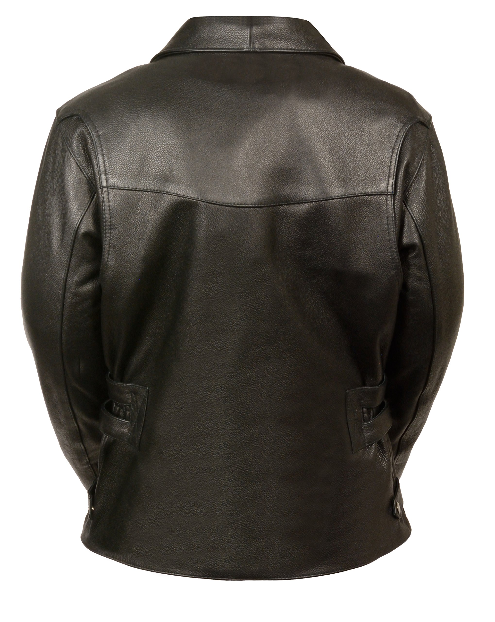 Milwaukee Leather Women's Long Lapel Collar Jacket with Side Buckles - Medium Size | Stylish Outerwear for Work, Dating & Casual Wear