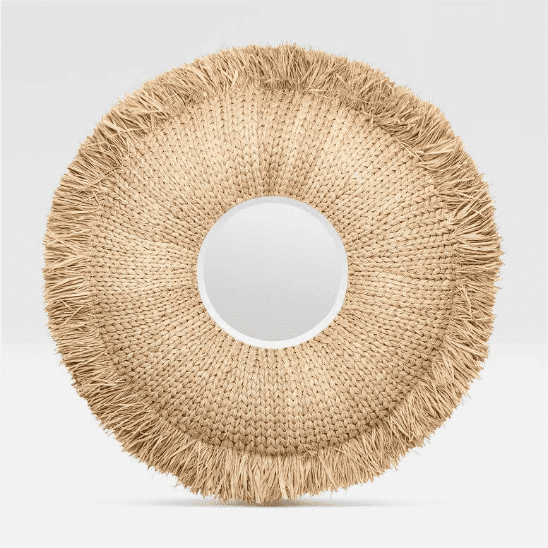 Round Woven Raffia Mirror - Natural Boho Wall Decor for Living Room, Bedroom & Entryway | Winter Park Collection