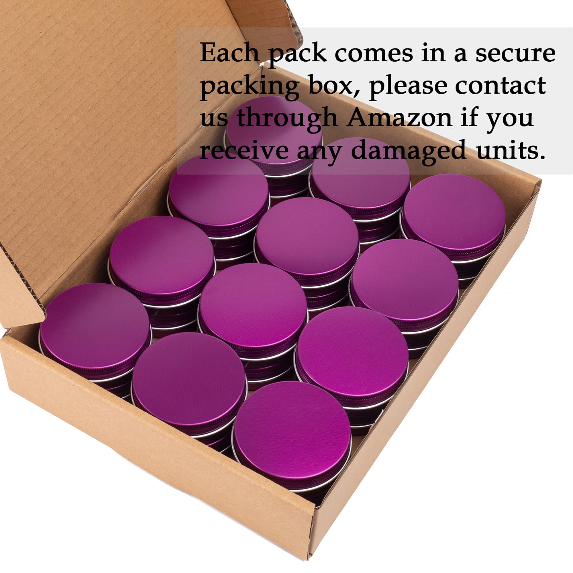 24 Pack 4oz (120ml) Refillable Screw Top Aluminum Tin Jars with Lids & Blank Labels - Small Metal Containers for Lip Balm, DIY Candles, Herbal Salves, Spices Storage, Craft Supplies - Perfect for Home, Travel & Gift Packaging (Purple)