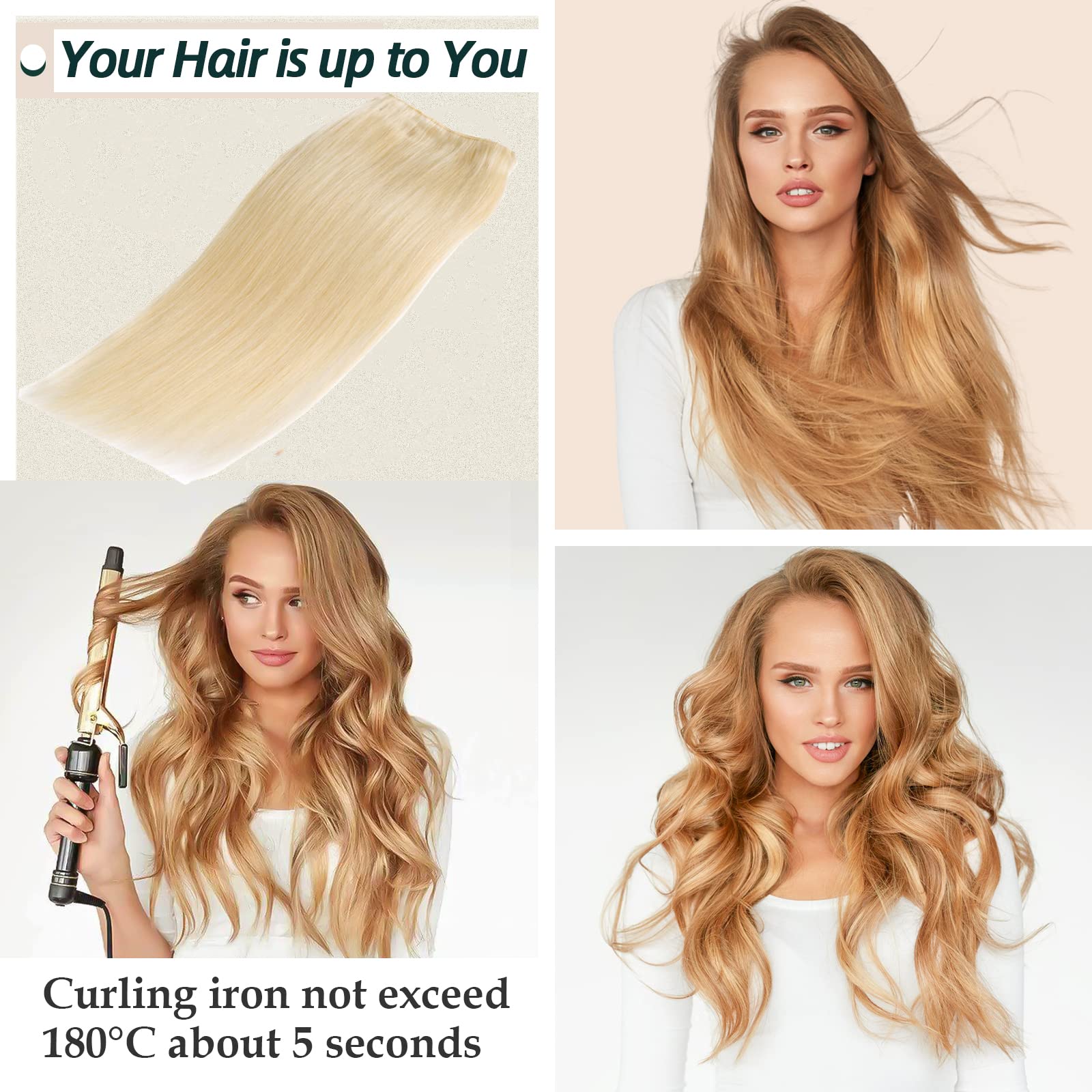 Benehair 24 Inch Straight Brazilian Human Hair Bundles - 100% Unprocessed Virgin Remy Hair Extensions #613 Bleach Blonde (100g) for Natural Look & Daily Styling
