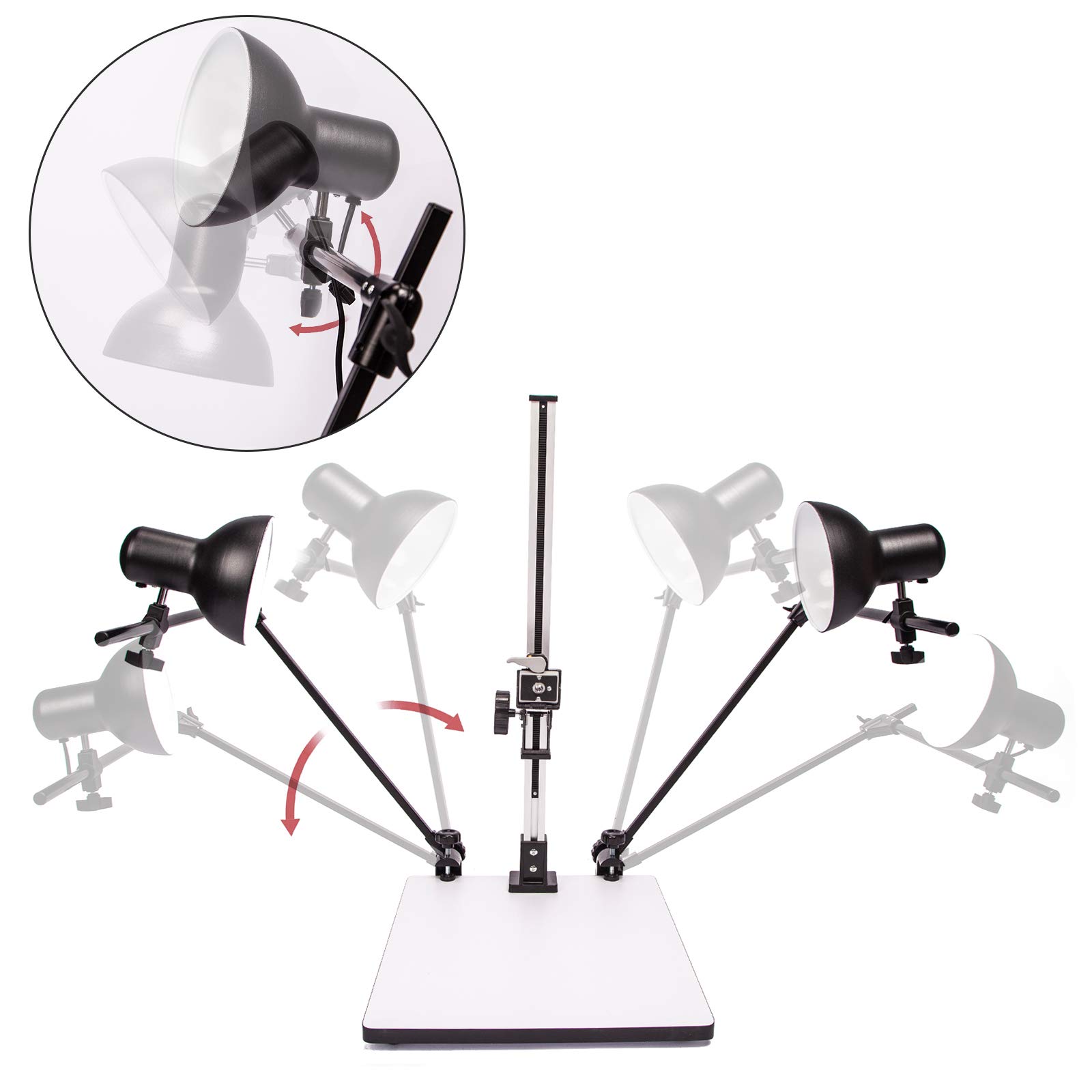 Professional DSLR Camera Photo Copy Stand with 2 x E27 45W Daylight Bulbs & Quick Release Plate - Perfect for Macro Photography, Video Shooting, Document Reproduction & Artwork Digitization