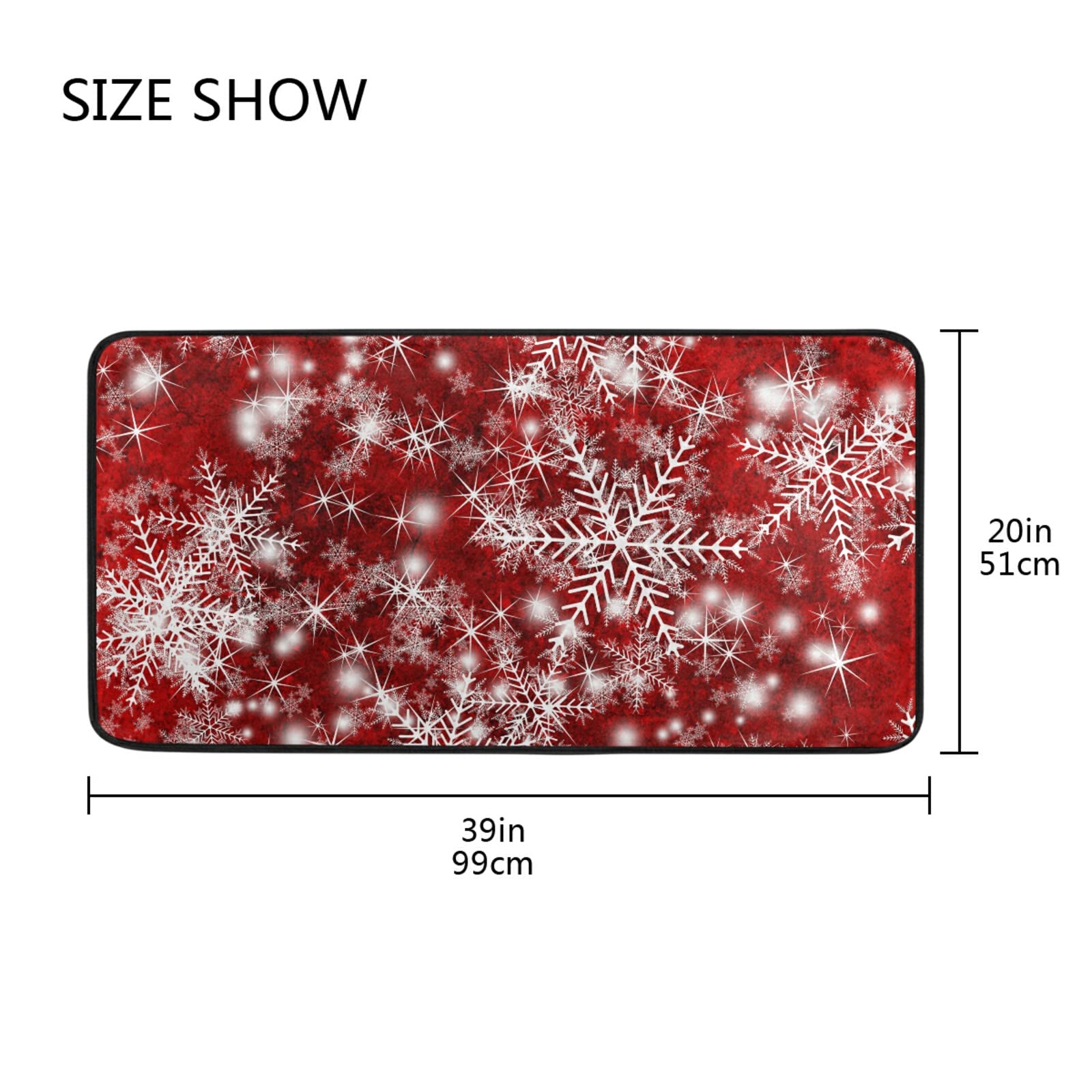 Festive Christmas Kitchen Runner Rug with Snowflake Design - Non-Slip Holiday Doormat for Bathroom, Kitchen & Indoor Use (39