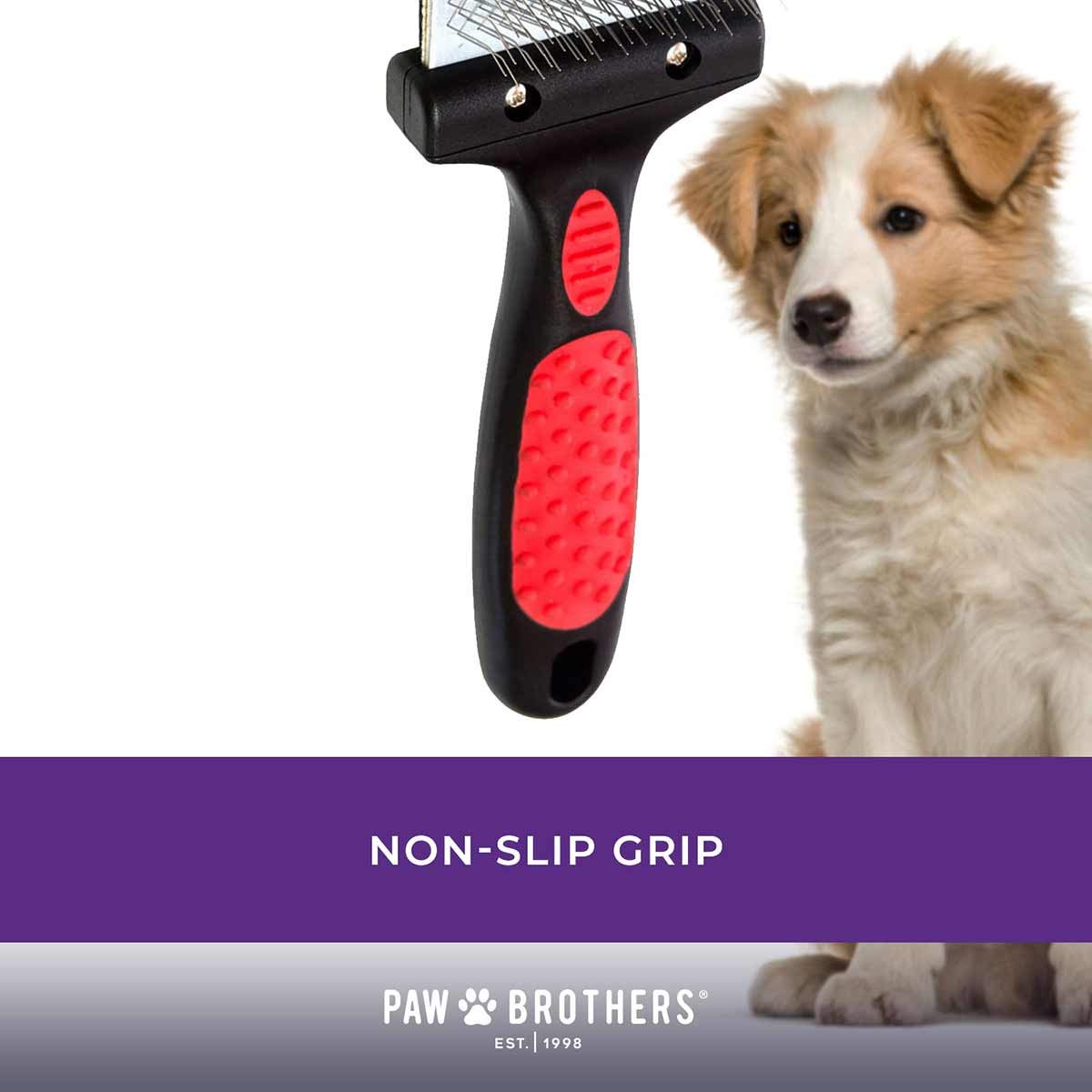 Ryan's Pet Supplies Paw Brothers Double Sided Soft Flex Slicker Brush for Dogs & Cats - Professional Grooming Tool with Angled Stainless Steel Pins, Comfort Grip & Flexible Head - Large Size for Easy Brushing at Home or Professional Pet Salon