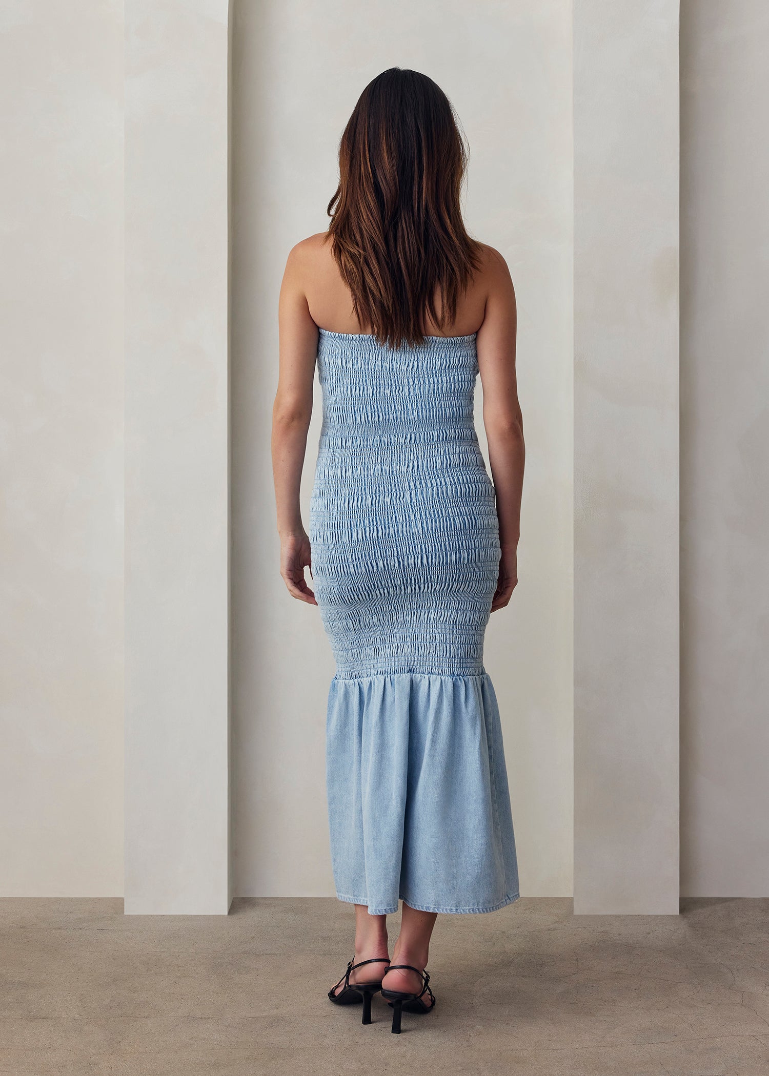 Stylish Denim Smocked Dress for Women - Casual & Comfortable Outfit for Summer, Beach, and Everyday Wear