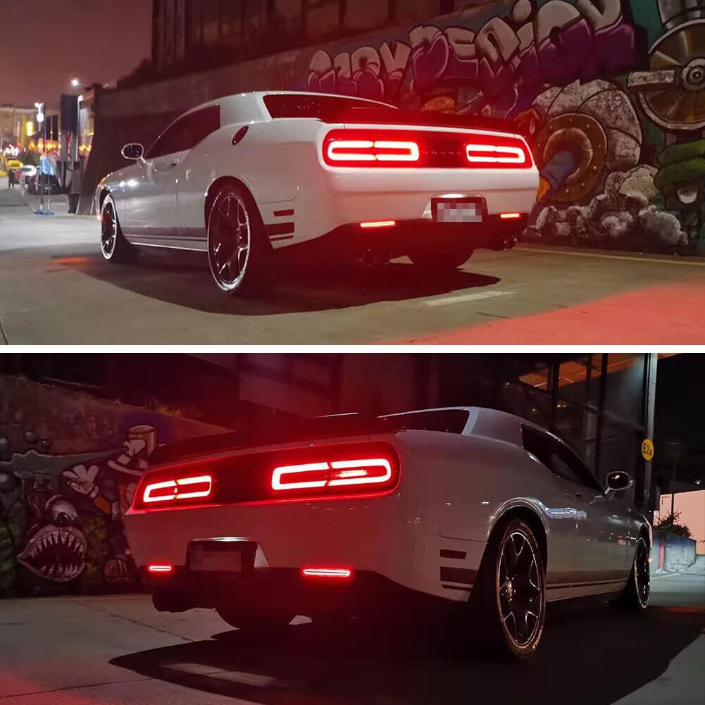 LED Smoked Tail Lights Brake Rear Fog Lamps Bumper Reflector for 2015-2019 Dodge Challenger - Durable & Stylish Upgrade for Night Driving & Custom Car Look