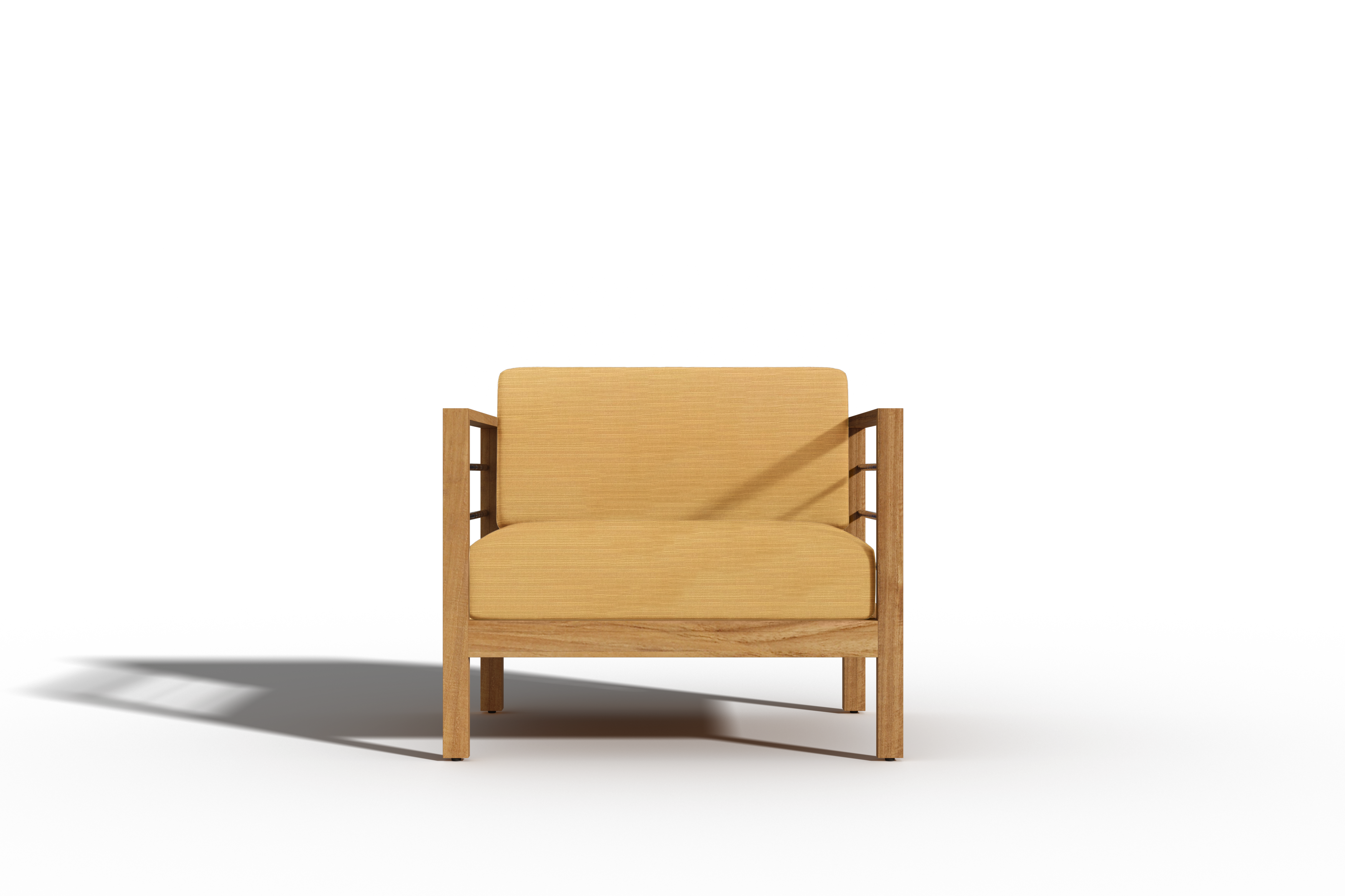 Premium Leon Teak Outdoor Club Chair with Sunbrella Dupione Cornsilk Cushion - Waterproof & UV-Resistant Patio Furniture for Poolside, Garden, and Backyard Relaxation