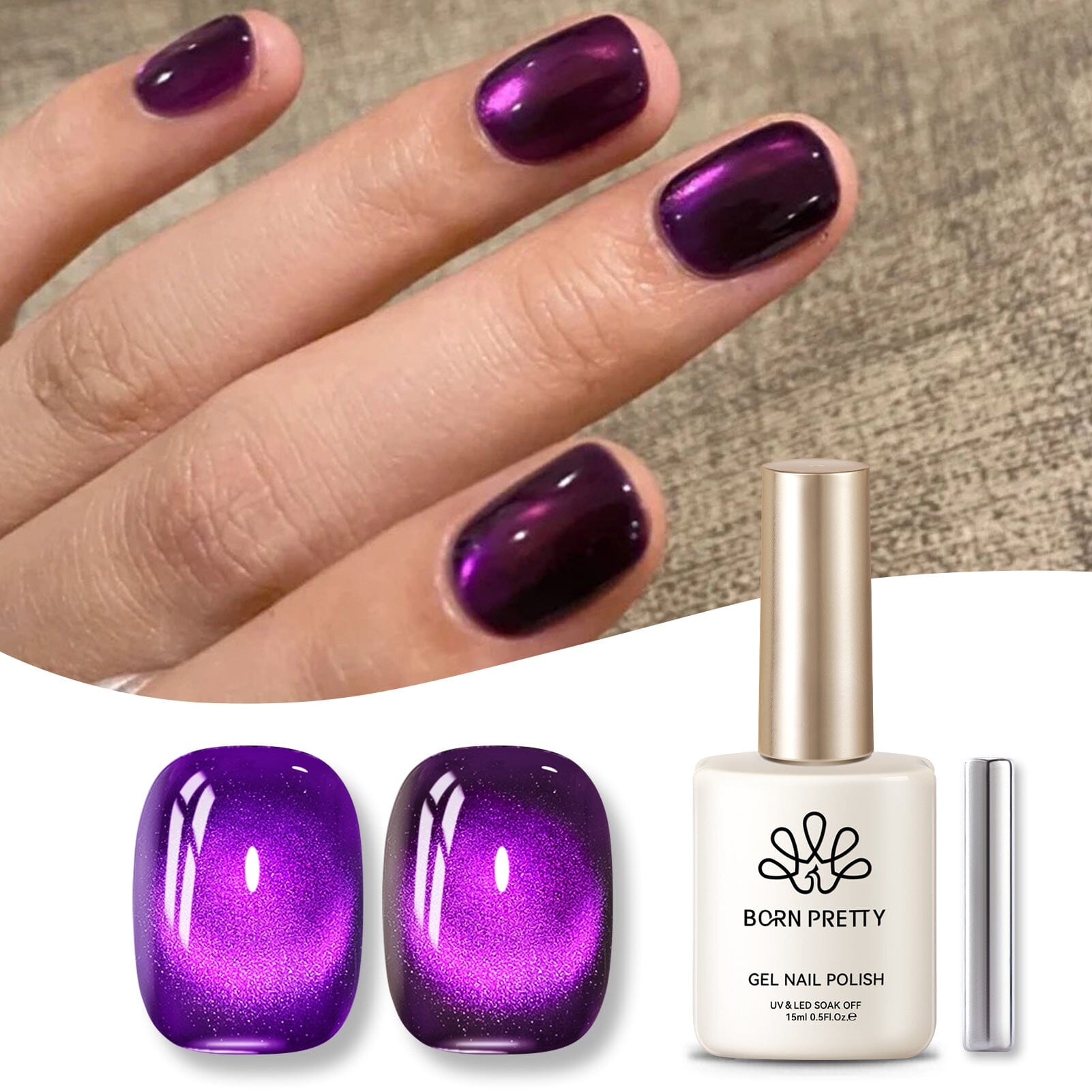 Purple Cat Magnetic Gel Polish MY43 Blackish Purple 15ml - Professional Nail Art Gel for Salon & Home Manicure - Perfect for Special Occasions & DIY Nail Designs