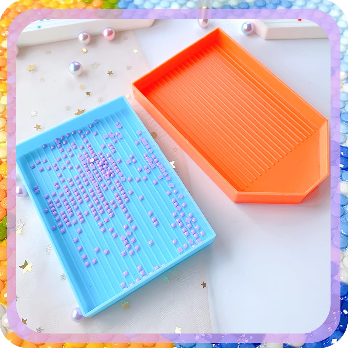 5-Piece Large Diamond Painting Tray Organizer Set - Plastic Bead Storage Containers for DIY Diamond Art & Rhinestone Crafts | Perfect for Gem Painting, Scrapbooking & Home Decor Projects