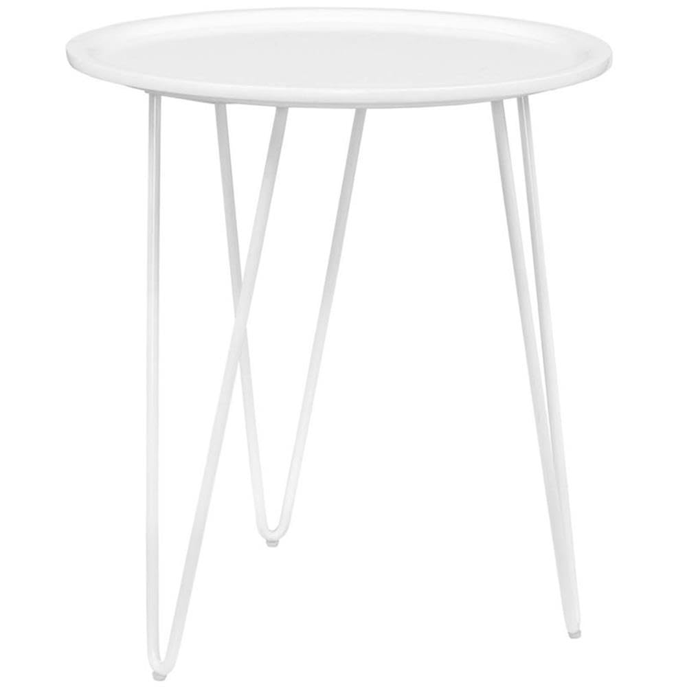Allora Modern White Round Top End Table - Fiberboard & Steel Metal Design for Living Room, Bedroom & Office | Compact Side Table for Small Spaces