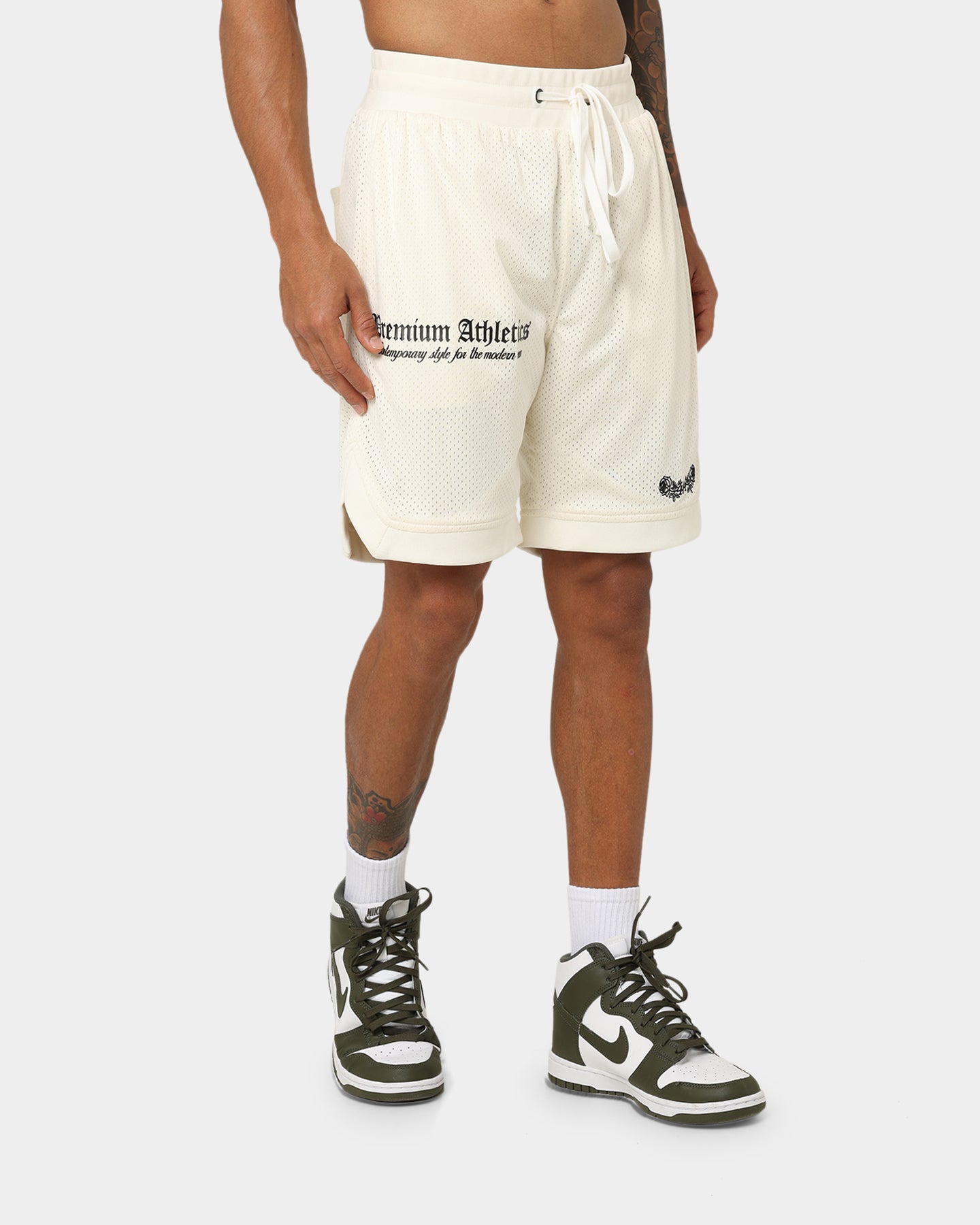 Premium Athletic Basketball Shorts for Men - Breathable & Comfortable Off-White Sports Shorts - Ideal for Basketball, Gym Workouts & Casual Wear