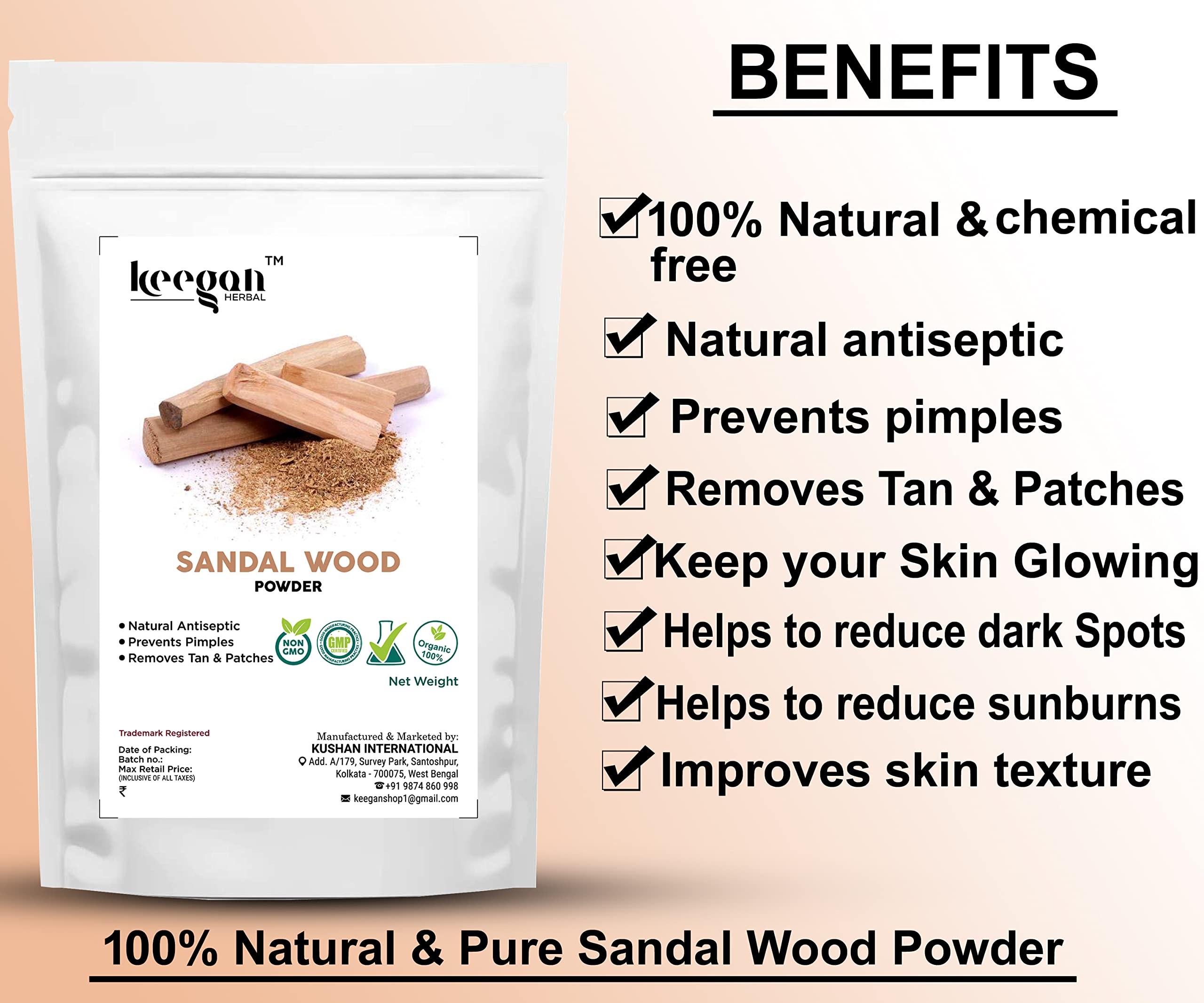 Organic Herbal Face Pack Powder - Orange Peel, Multani Mitti, Sandalwood, Rose Petals & Neem for Glowing Skin | 250g | Natural Skin Care for Acne, Dark Spots & Brightening | DIY Facial Mask & Spa Treatment