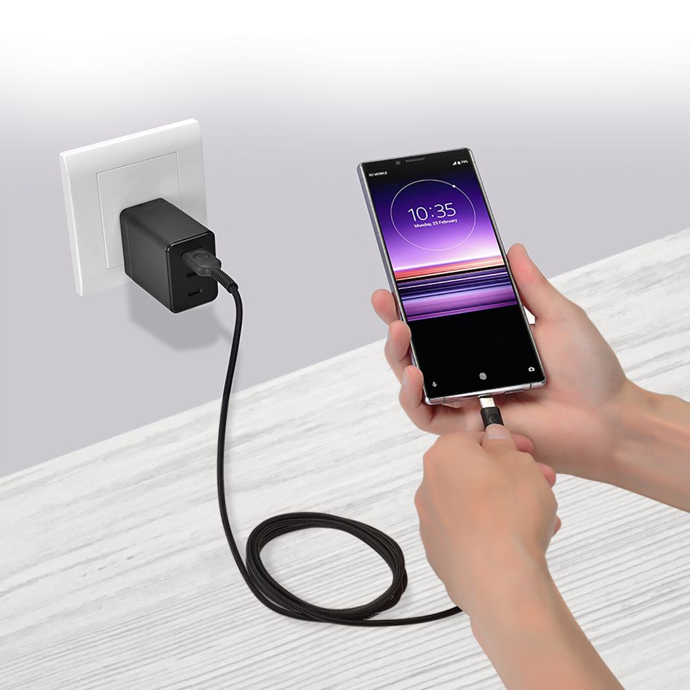 Bonelk Long Life Easy Grip USB A to USB C Cable 6ft Fast Charging 60W 2M Durable Nylon Braided Cord for Smartphones, Tablets, Laptops - Perfect for Home, Office & Travel Charging