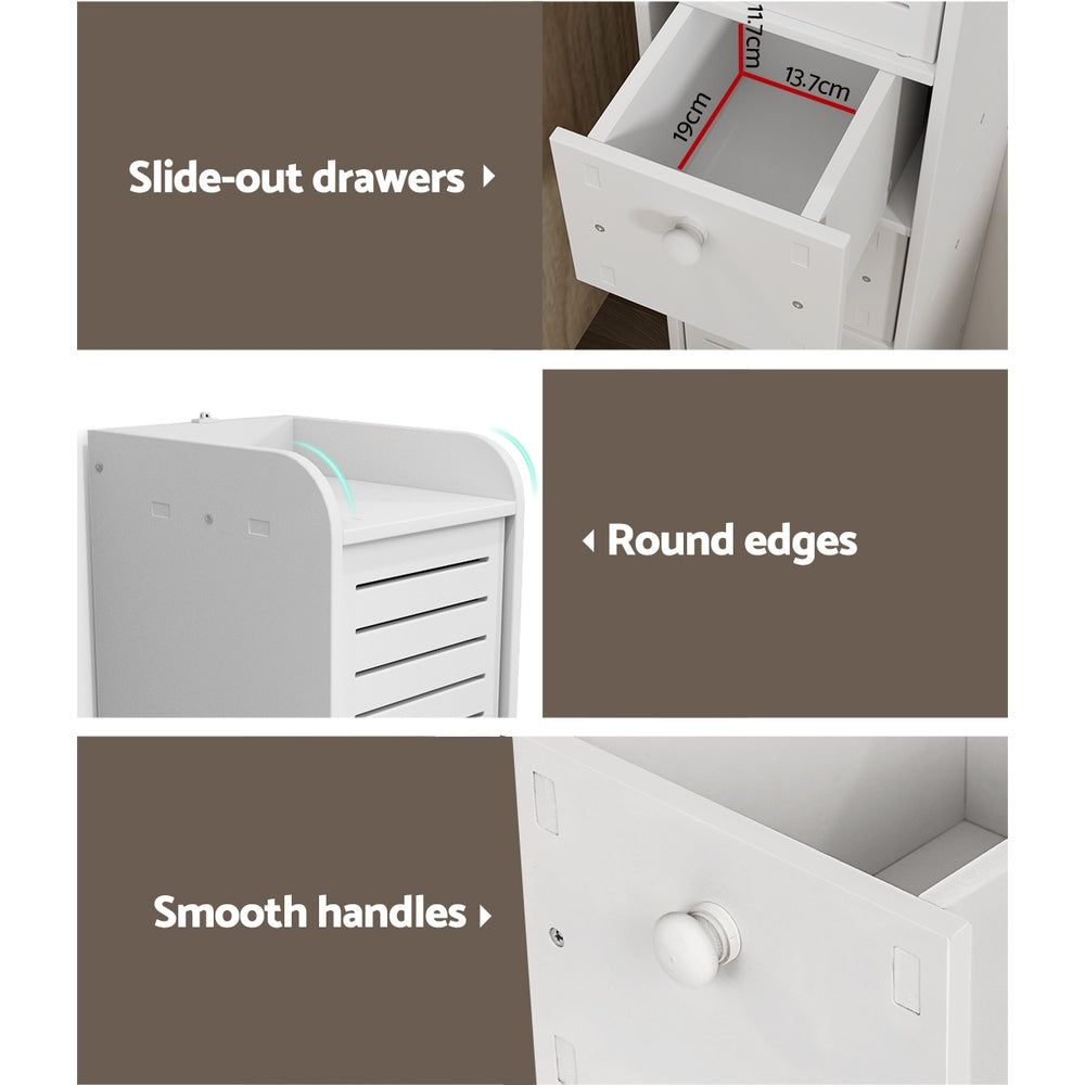 Artiss Bathroom Storage Cabinet - Slim Corner Toilet Organizer with Laundry Shelf | Space-Saving Tallboy Cupboard for Small Bathrooms & Powder Rooms