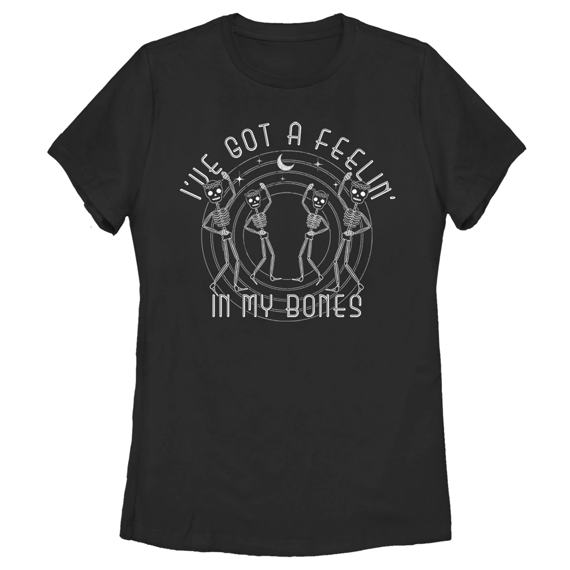 Women's Lost Gods Halloween 'I've Got a Feelin' in My Bones' Graphic T-Shirt | Vintage Horror Tee for Costume Parties & Spooky Season Outfits