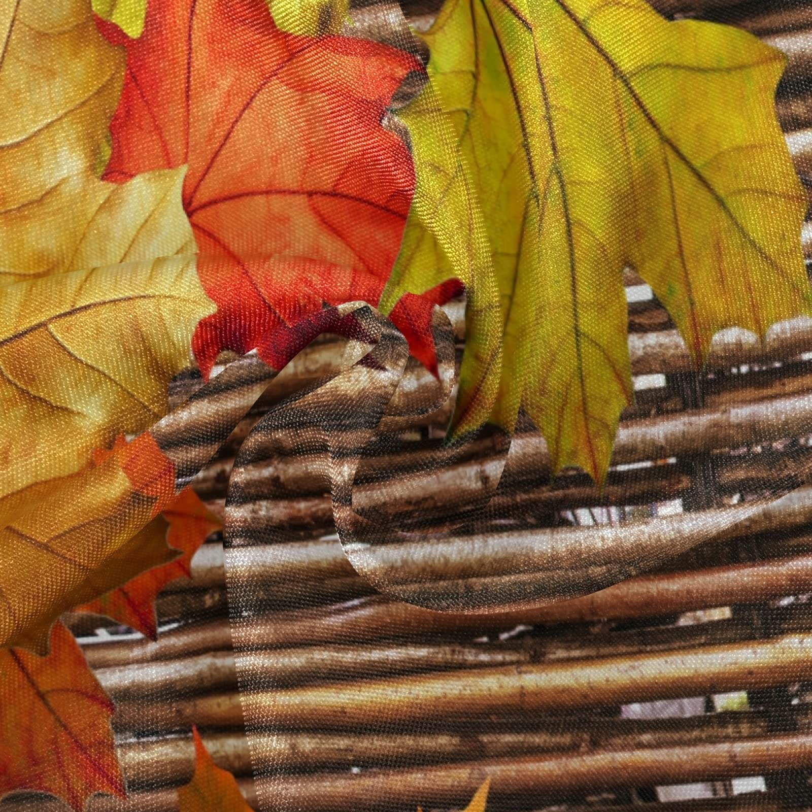 Autumn Red Orange Leaves Outdoor Tablecloth - 60 Inch Round Fall Maple Wood Texture Table Cover with Umbrella Hole & Zipper - Waterproof Patio Dining Cloth for Backyard BBQ, Picnic, Thanksgiving, and Outdoor Parties