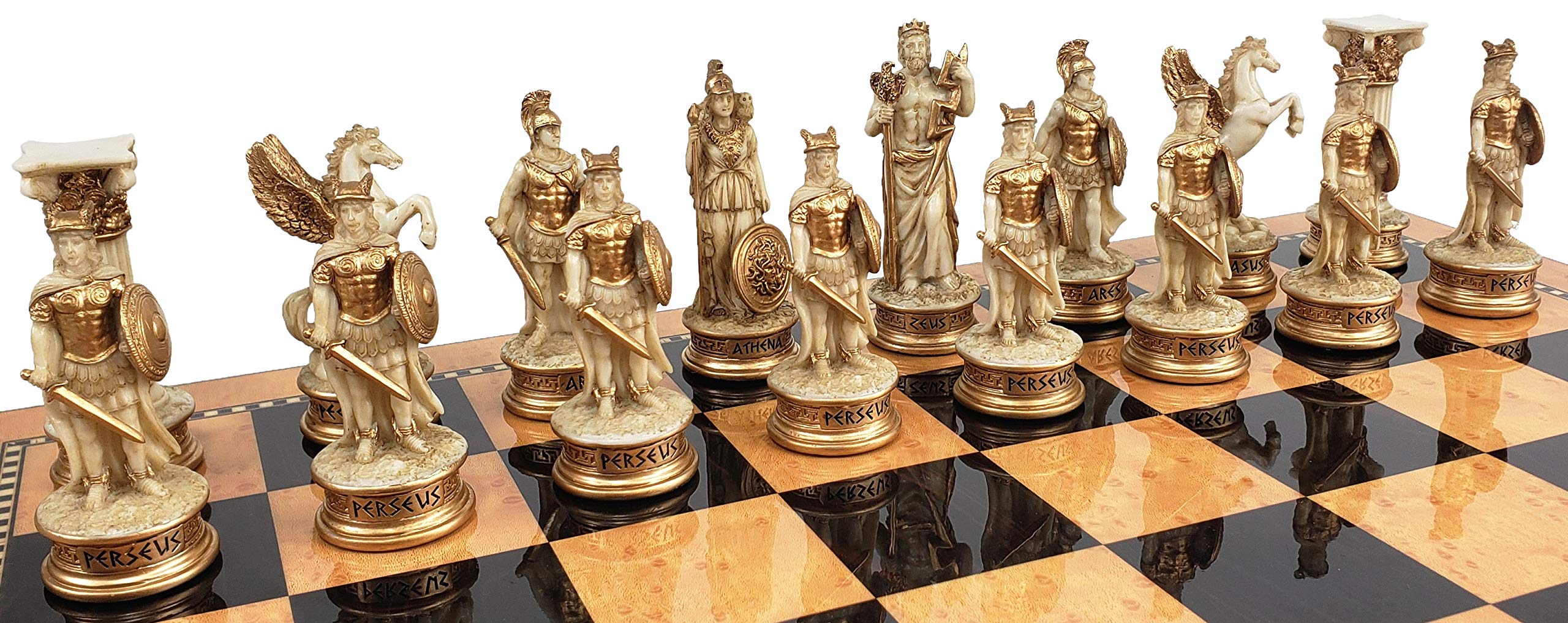 Greek Mythology Chess Set - Zeus vs Poseidon Antique White Chess Pieces (No Board Included) | Perfect for Collectors, Home Decor & Strategy Game Lovers