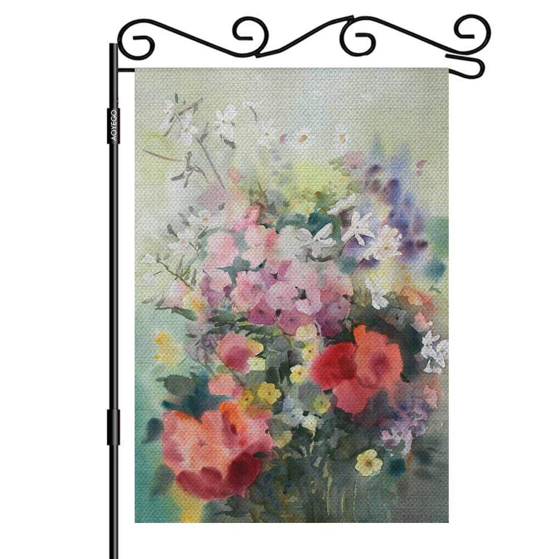 12.5 x 18 Inch Double Sided Spring Flowers Garden Flag - Watercolor Floral Design Farmhouse Decor for Outdoor Yard, Patio, and Front Porch | Burlap Material Weatherproof Vertical Hanging Decoration