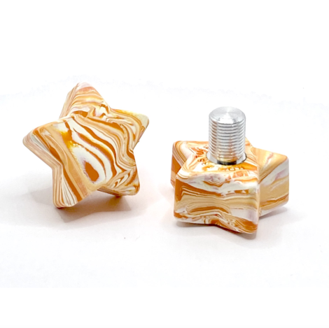 RollerStuff Twinkle Toes Adjustable Toe Stops - Orange Marble Roller Skate Stoppers for Artistic Skating & Derby (Orange/White) - Perfect for Rink, Park & Outdoor Skating