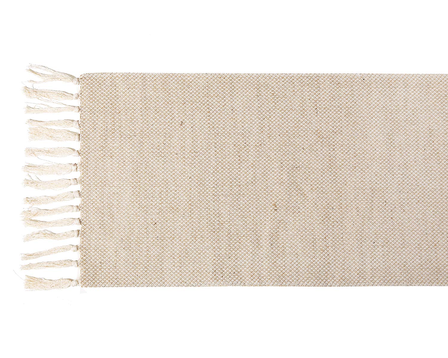 13 x 72 Inch Fall Farmhouse Cotton Linen Table Runner with Handcrafted Tassels - Rustic Jute Burlap Dining Table Decor for Thanksgiving, Christmas, Wedding & Home Decoration - Waffle Weave Design