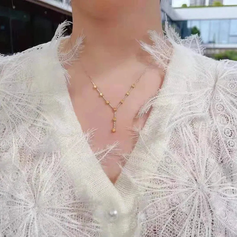 Luxury 18K Gold Necklace for Women - 18 Inch Real Natural Diamond Link Chain in Au750 - Perfect Gift for Anniversary, Birthday & Special Occasions