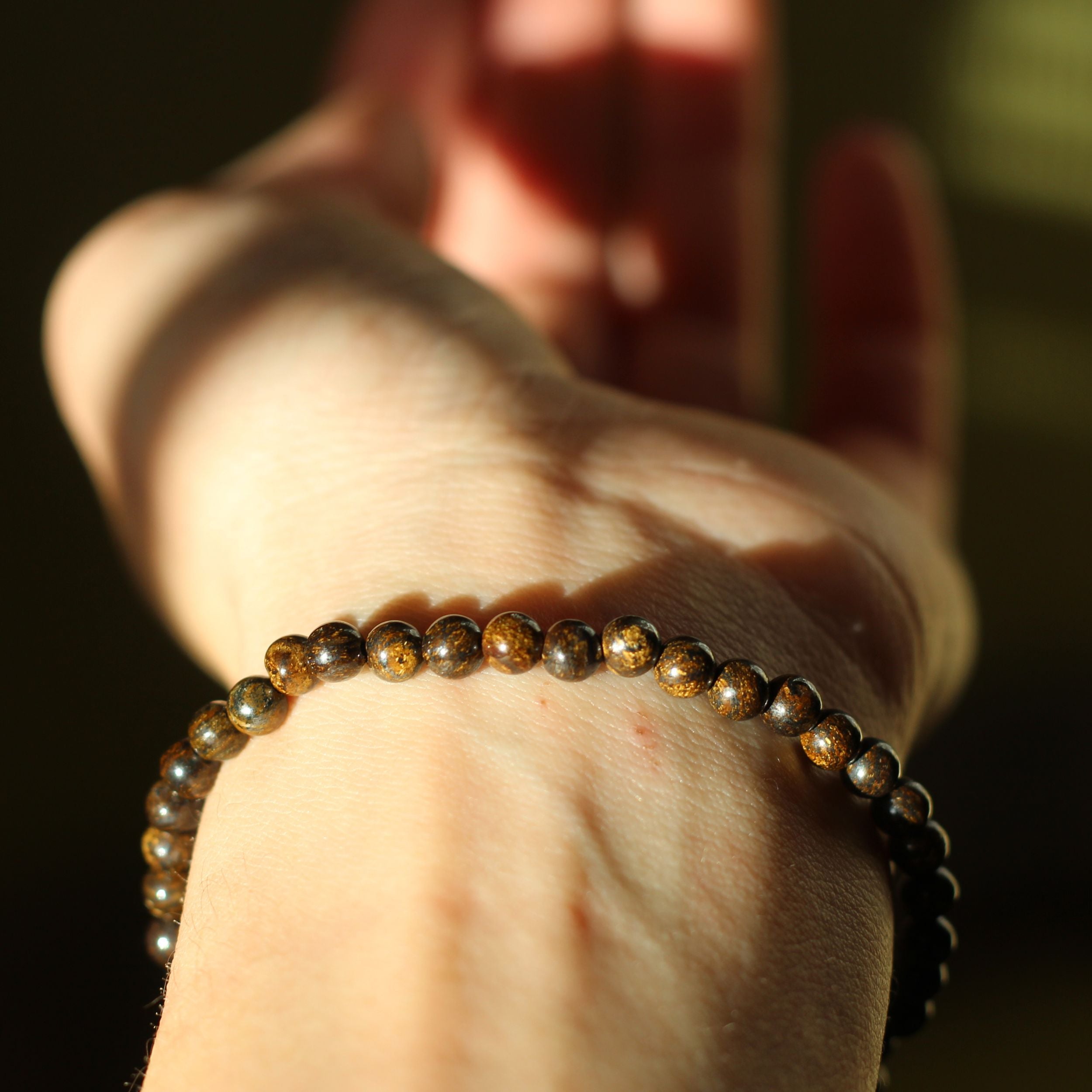 Bronzite Stone Bracelet for Women - Mini Adjustable Healing Crystal Beaded Wristband for Stress Relief & Positive Energy - Perfect for Meditation, Yoga & Everyday Wear