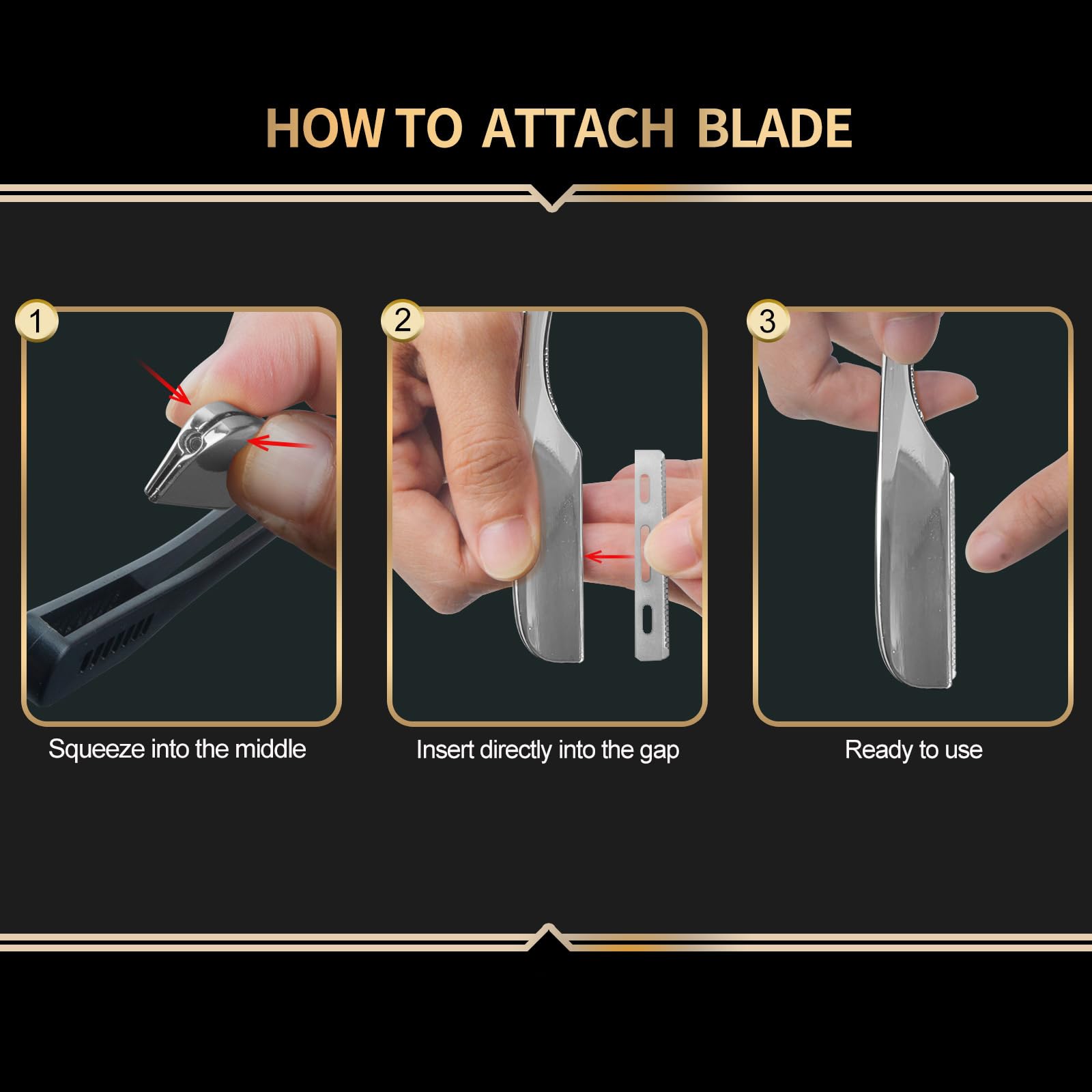 Professional Stainless Steel Straight Razor for Men - 15 Replaceable Blades, Barber Shaving Razor for Home & Salon Use - Perfect for Close Shaves & Beard Grooming (Silver-Black) - Ideal Gift for Barbers & Grooming Enthusiasts