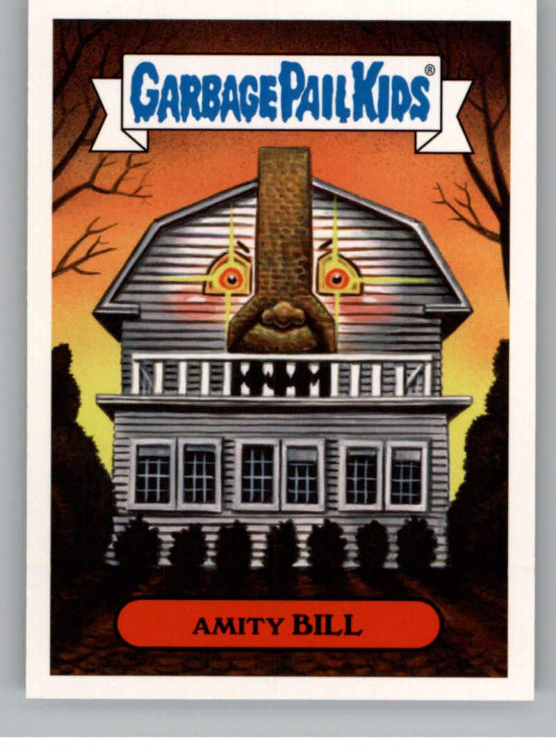 2018 Topps Garbage Pail Kids Oh The Horror-ible Retro Horror Stickers Series B #10B AMITY BILL - Peelable Collectible Trading Sticker Card for Horror Fans & Card Collectors - Perfect for Halloween Decorations, Scrapbooking, and Trading Card Games