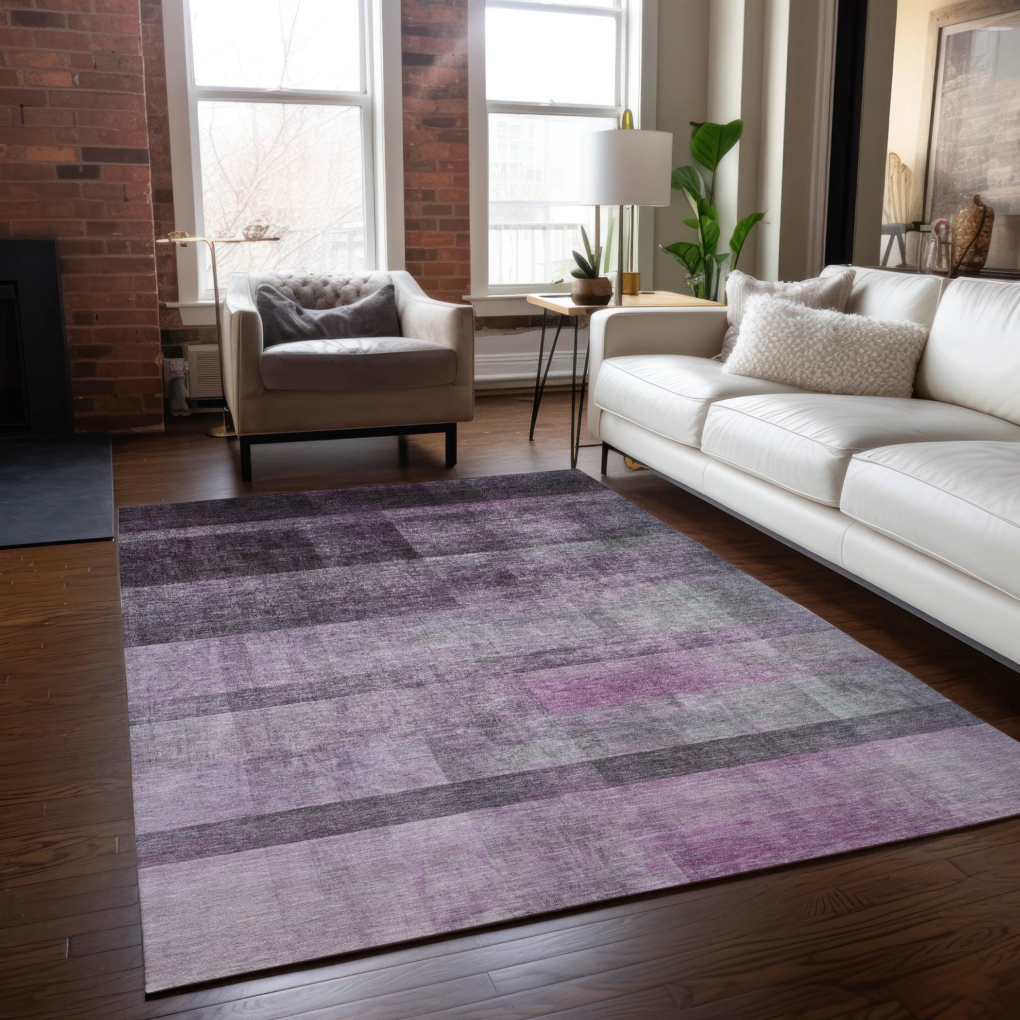 Addison Rugs Chantille ACN568 Purple 8' x 10' Indoor Outdoor Area Rug - Stain Resistant, Machine Washable, Non-Shedding - Perfect for Bedroom, Living Room, Dining Room & Kitchen - Great for Patio, Deck and High Traffic Areas