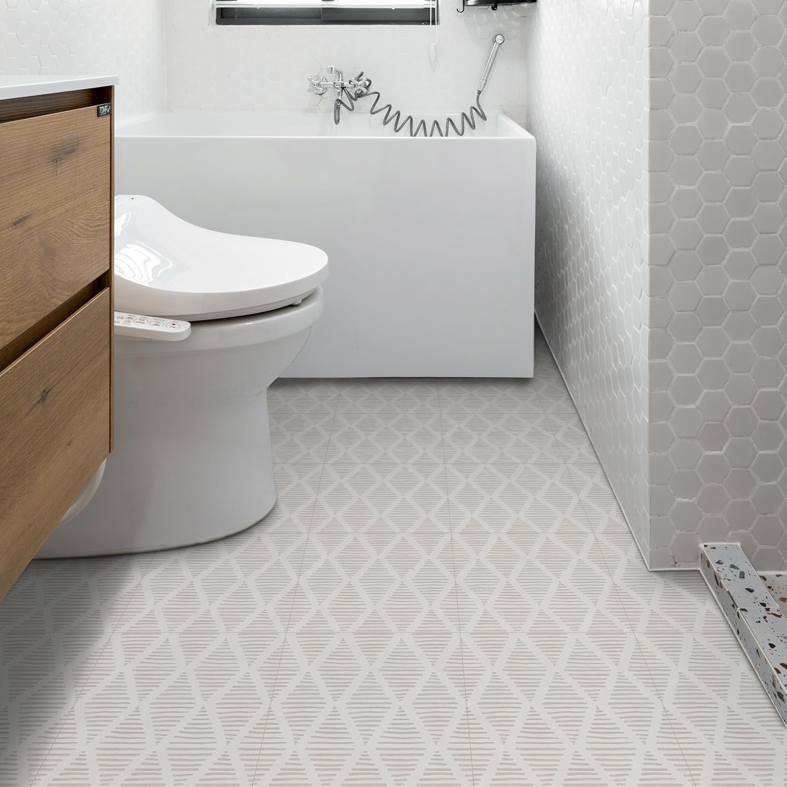 Waterproof Peel and Stick Floor Tiles for Bathroom - 11.8