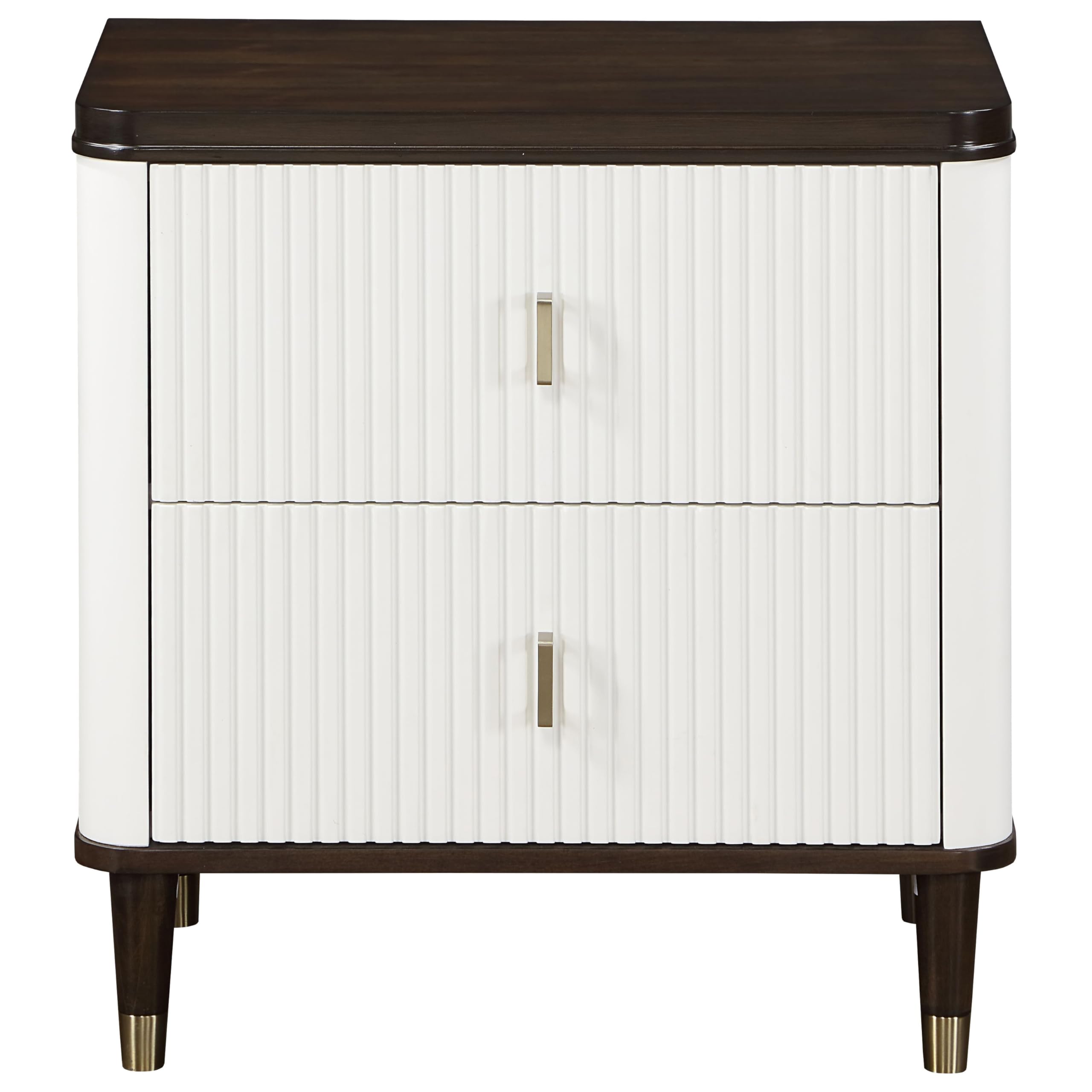 Acme Carena Wooden 2-Drawer Nightstand with USB Charging Port - White & Brown Finish - Perfect for Bedroom, Living Room, or Office Storage