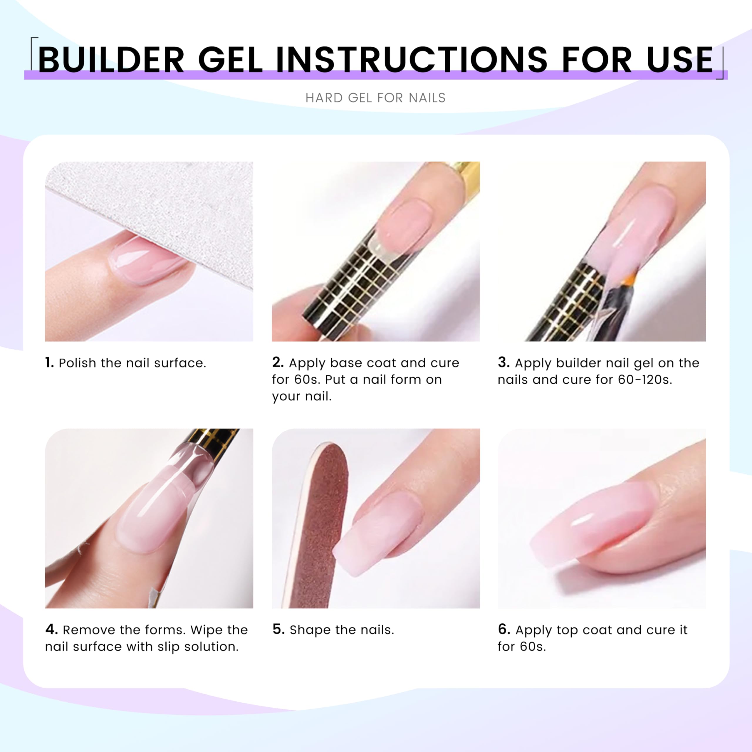 Professional UV Builder Hard Gel for Nails - 3oz Clear, Pink & White Poly Nail Gel Kit | Salon-Quality Nail Strengthener & Builder Gel | Perfect for DIY Manicures, Nail Extensions & Acrylic Overlays