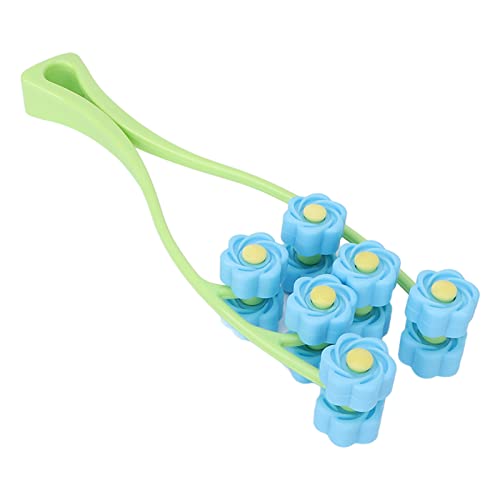 **Blue V-Shaped Face Roller with Concave & Convex Massage Particles - Ergonomic Handle for Facial & Neck Relaxation - Perfect for Skincare Routine & Stress Relief**