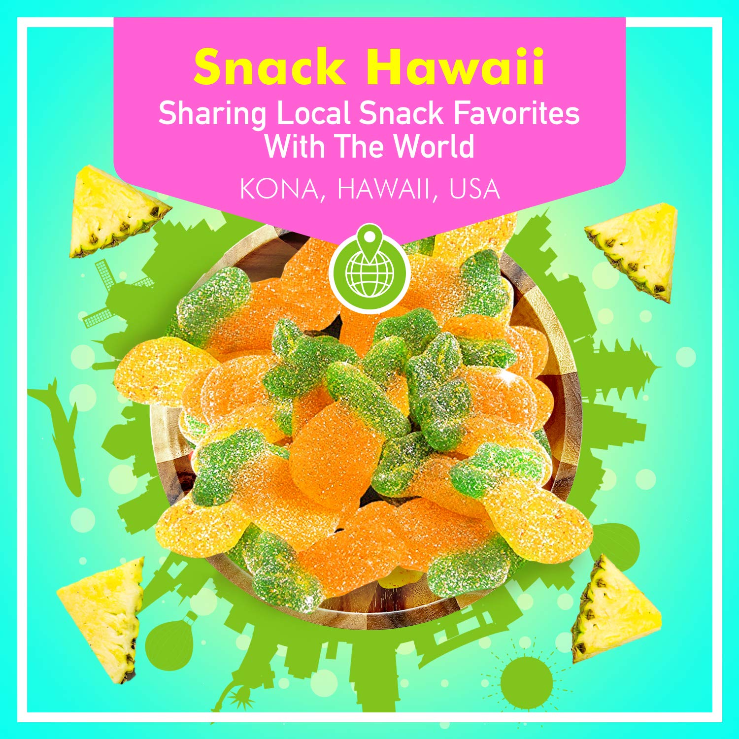 Hawaiian Tropical Pineapple Gummy Candy - Sweet & Chewy Snack, 12 oz Bag - Perfect for Parties, Travel & On-the-Go Treats
