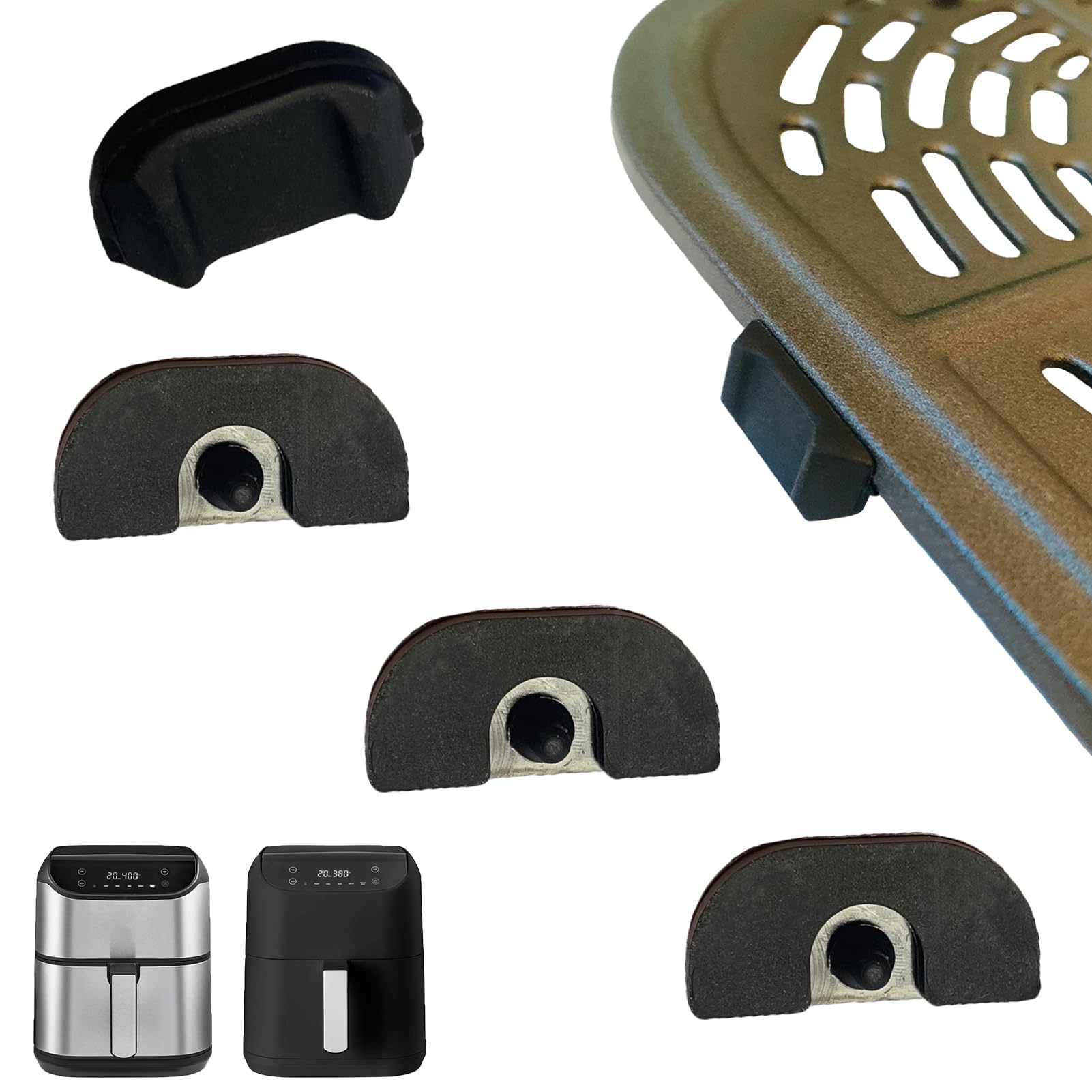 Upgraded Silicone Rubber Feet for Bella Pro Series 6QT Digital Air Fryer - Non-Slip Bumpers, Leg Pads & Spacers for 6QT Square Air Fryer - Perfect for Kitchen Counter Protection & Stability