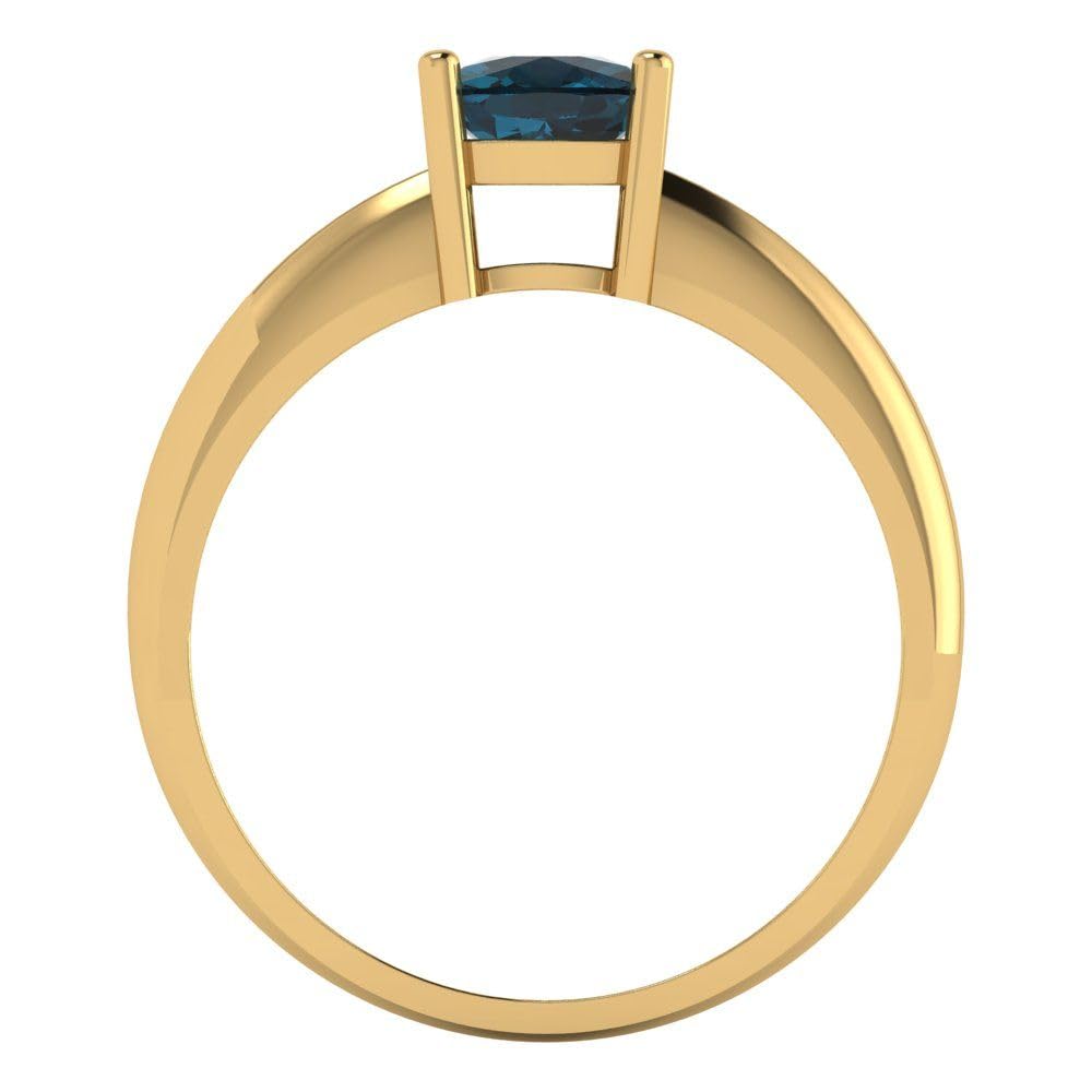 1.0 ct Natural London Blue Gemstone Solitaire Engagement Ring - Cushion Cut, 14K Yellow Gold, Designer Bridal & Anniversary Jewelry | Perfect for Proposals, Weddings & Special Occasions