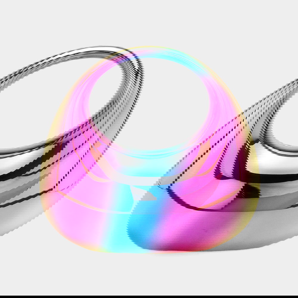 Stylish Multicolor Metallic Acrylic Crescent Moon Handbag for Women - Perfect for Evening Parties, Date Nights & Special Occasions