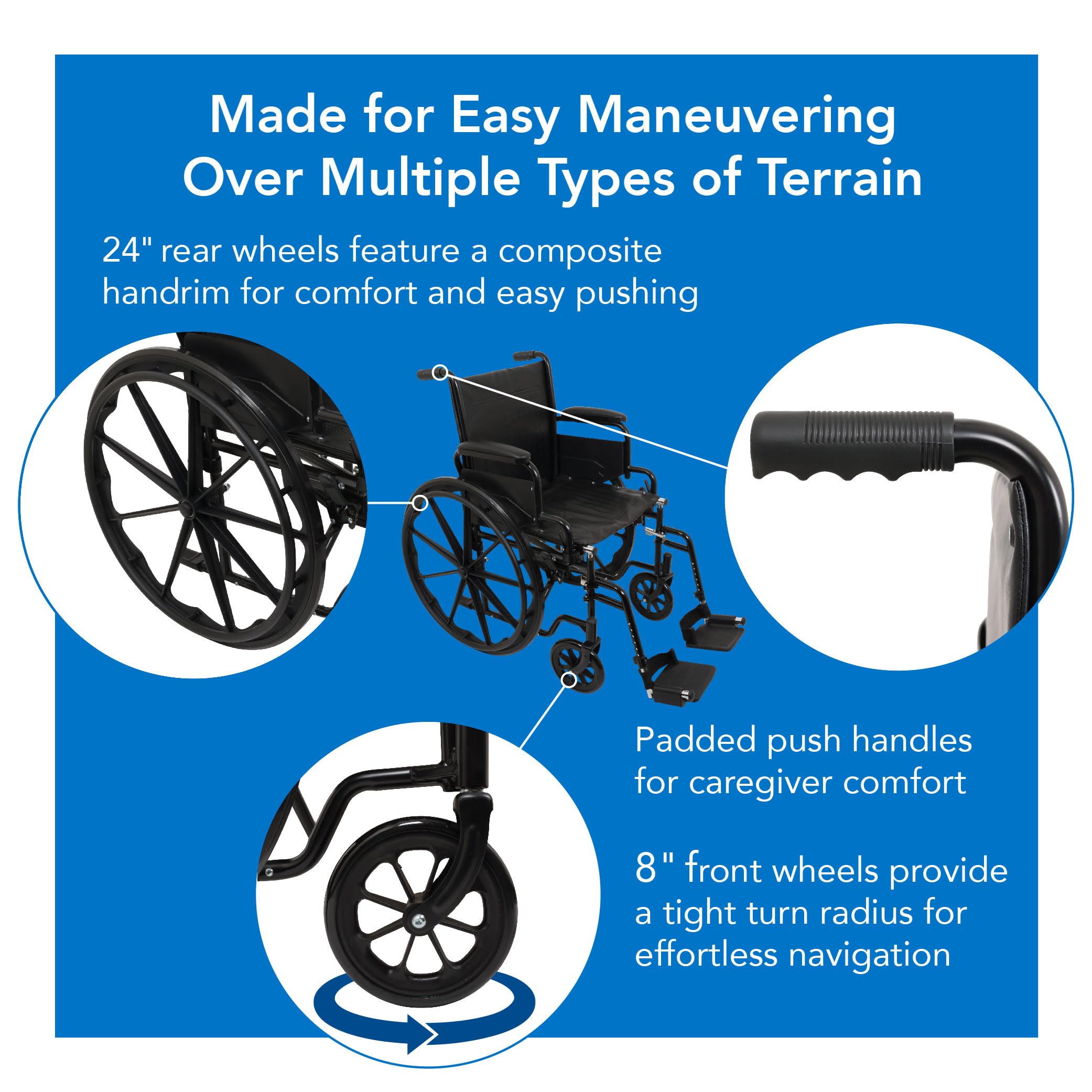 ProBasics Standard Wheelchair with Flip Back Desk Arms - 250 lbs Weight Capacity - Black - Swing-Away Footrest - 16