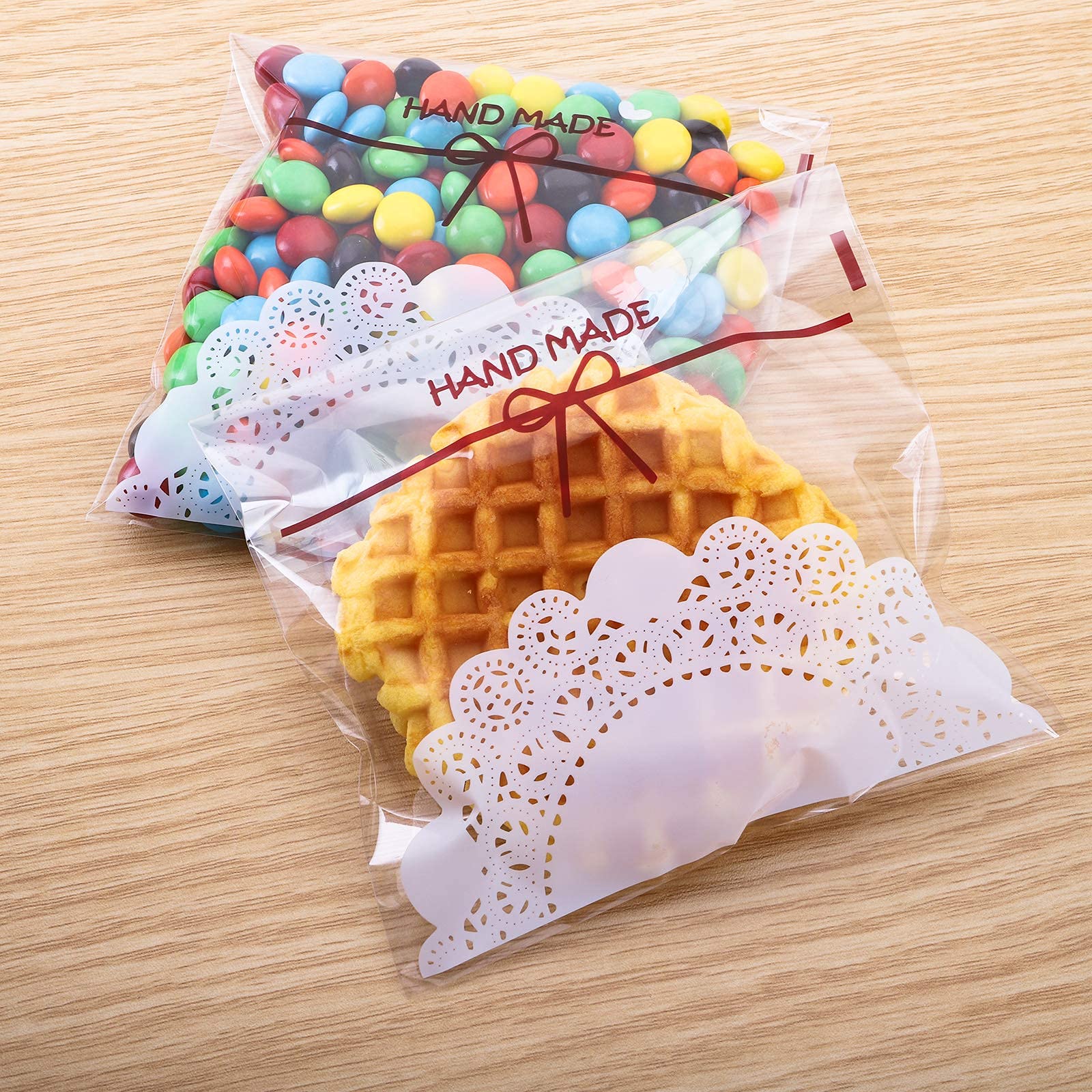 TOPZEA 500 Pcs Self-Adhesive Cookie Bags - 5.5 x 5.5 Inch Clear Plastic Treat Bags for Candy, Chocolate, Snacks & Bakery | Resealable Party Favor Bags for Weddings, Birthdays & Holiday Gifts | Perfect for Home Baking, Gift Wrapping & Bulk Packaging