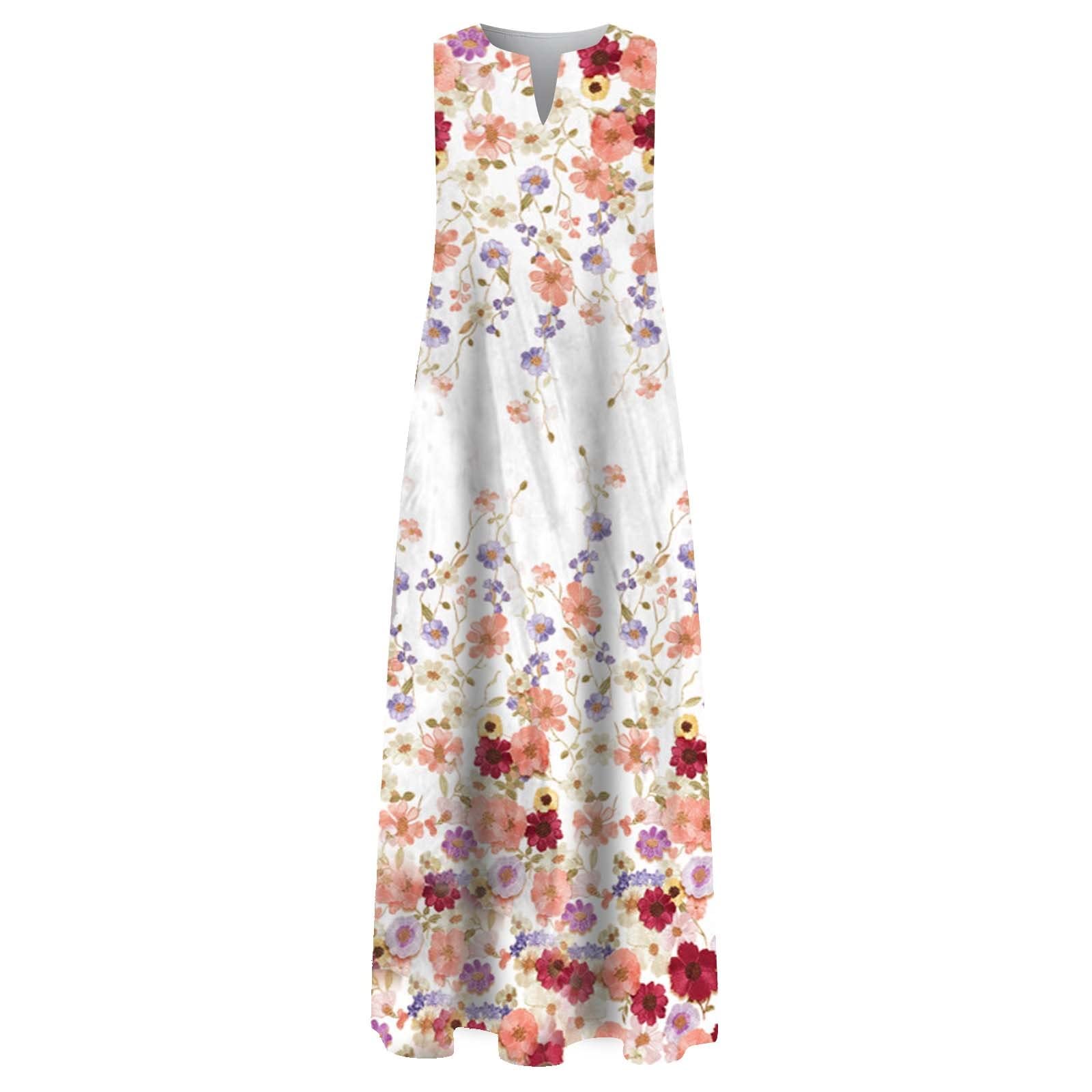 Women's Floral Chiffon Maxi Dress - Long Sleeve Summer T-Shirt Dress for Easter & Mommy and Me Outfits | Casual Beach Wear, Party Dress & Spring Fashion 2024