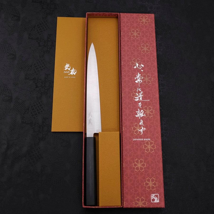 Premium Yanagiba Sushi Knife - AUS 8 High Carbon Steel, Polished Dark Blue Urushi Handle, 210mm Blade - Perfect for Sushi Chefs & Japanese Cuisine Lovers