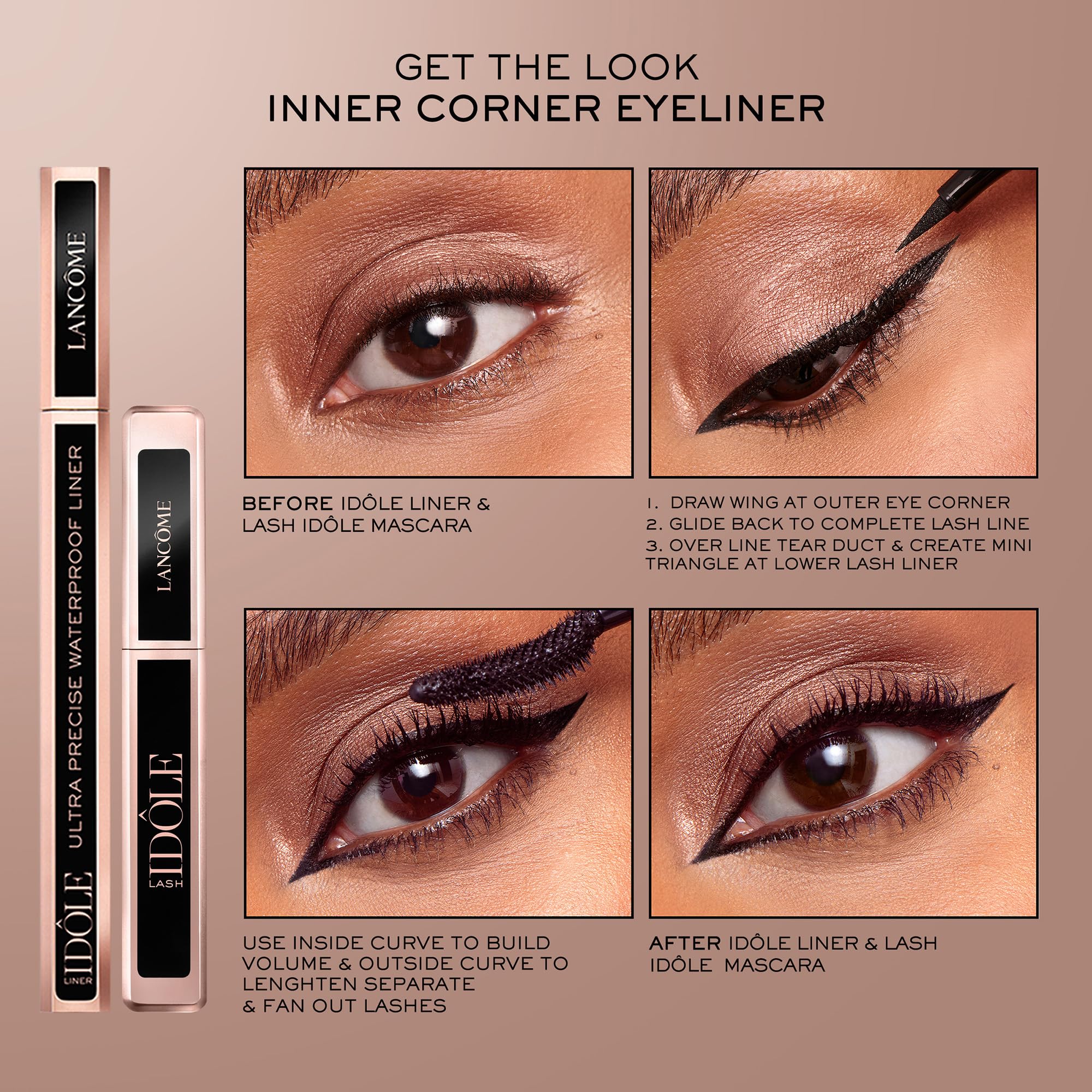 Lancôme Lash Idôle Volumizing & Lengthening Mascara - Black Waterproof Mascara for Dramatic Lashes, 24H Smudge-Proof Wear - Perfect for Daytime Office Look & Night Out Makeup