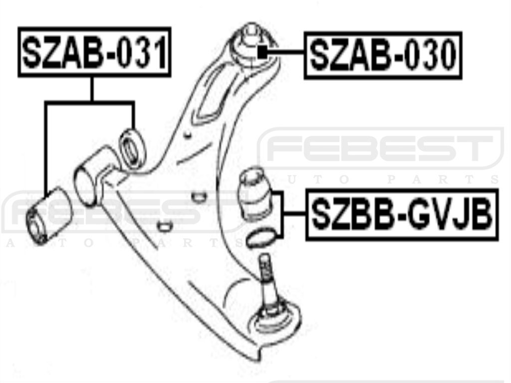 Febest 4520278K00 Rear Arm Bushing for Suzuki Front Arm - Durable Suspension Replacement Part for Smooth Ride & Off-Road Performance